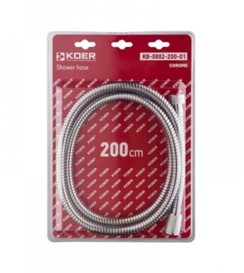 Шланг д/душа KOER KB-0802-200-01 оплетка нерж. 200 см (Цвет хром) (30 шт/ящ) - Изображение №2