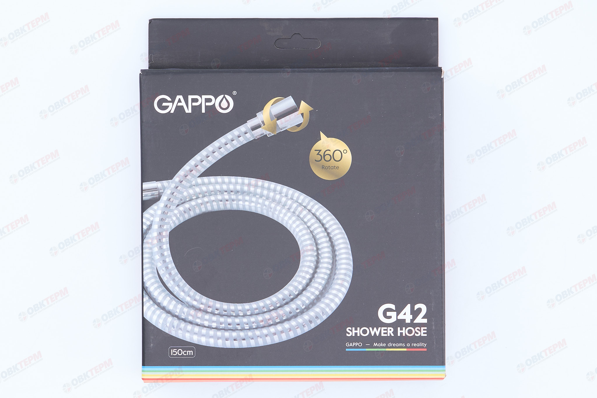 Шланг д/душа GAPPO G42 ПВХ /хром /150см /двойная оплетка(60 шт) - миниатюра №8