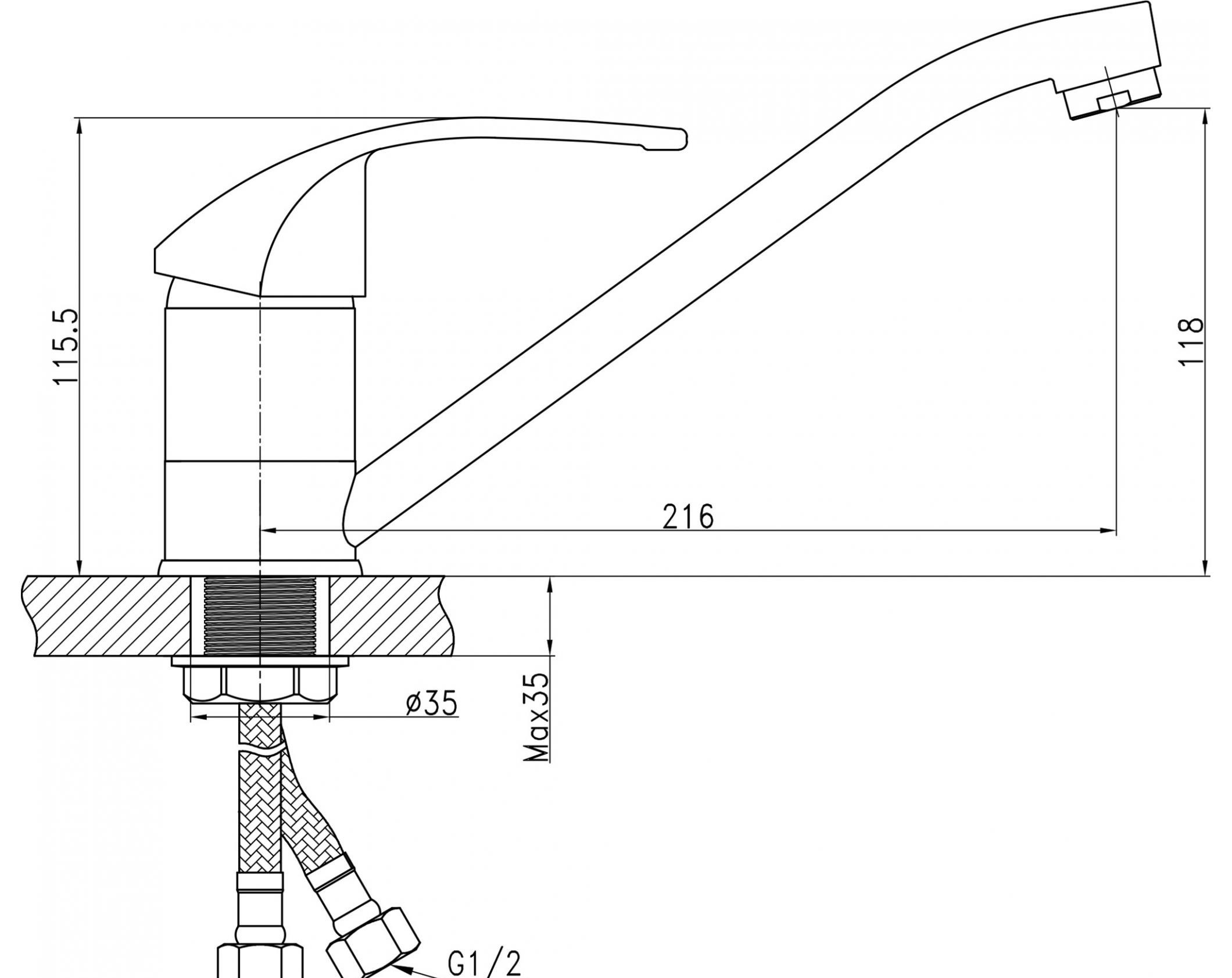 Смеситель д/кухни CHAMPION MARS 004   (Ø40, шпилька)   (12 шт/ящ) - миниатюра №2
