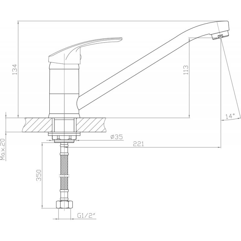 Смеситель д/кухни CHAMPION MARS 555   (Ø40, ГАЙКА)  (12 шт/ящ) - миниатюра №2
