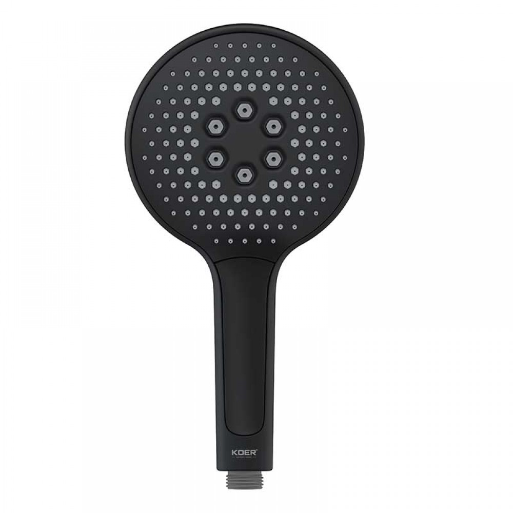 Лейка д/душа ручная KOER KP-0401-05 (3 режима, цвет ЧЕРНЫЙ) 130мм (30 шт/ящ) - Изображение №2