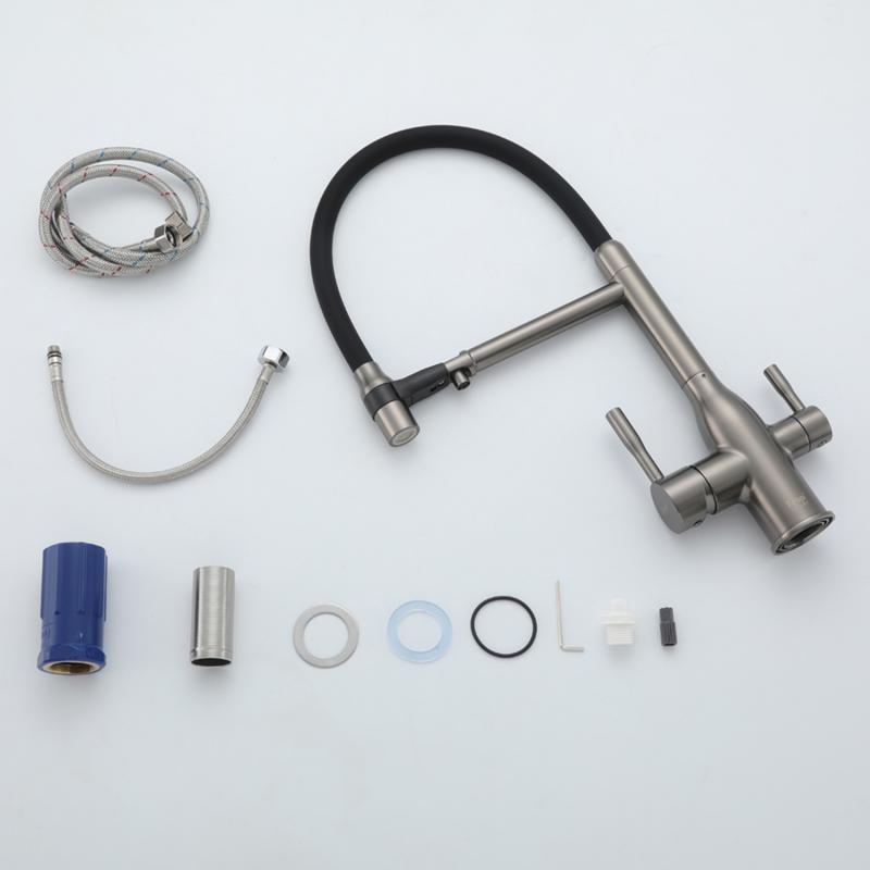 Смеситель д/кухни FRAP F4398-9 оружейная сталь /гибкий излив (Ø35,на гайке) - миниатюра №2