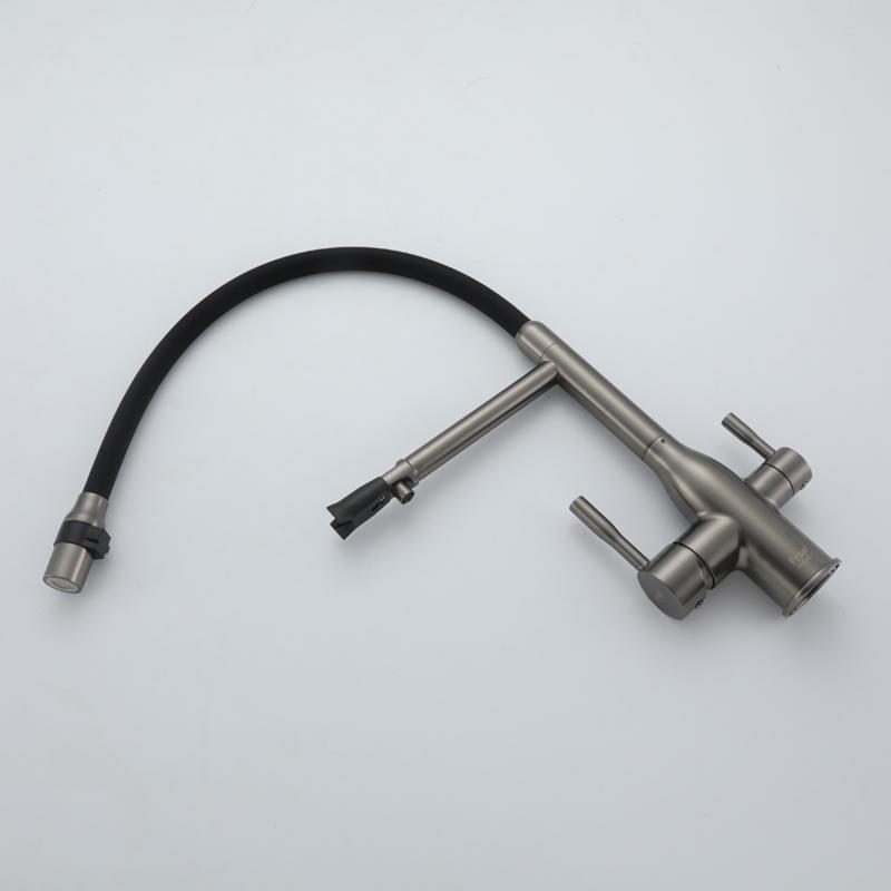 Смеситель д/кухни FRAP F4398-9 оружейная сталь /гибкий излив (Ø35,на гайке) - миниатюра №5