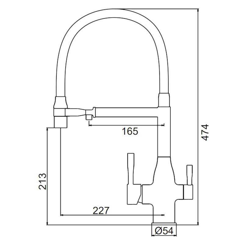 Смеситель д/кухни FRAP F4398-9 оружейная сталь /гибкий излив (Ø35,на гайке) - миниатюра №7
