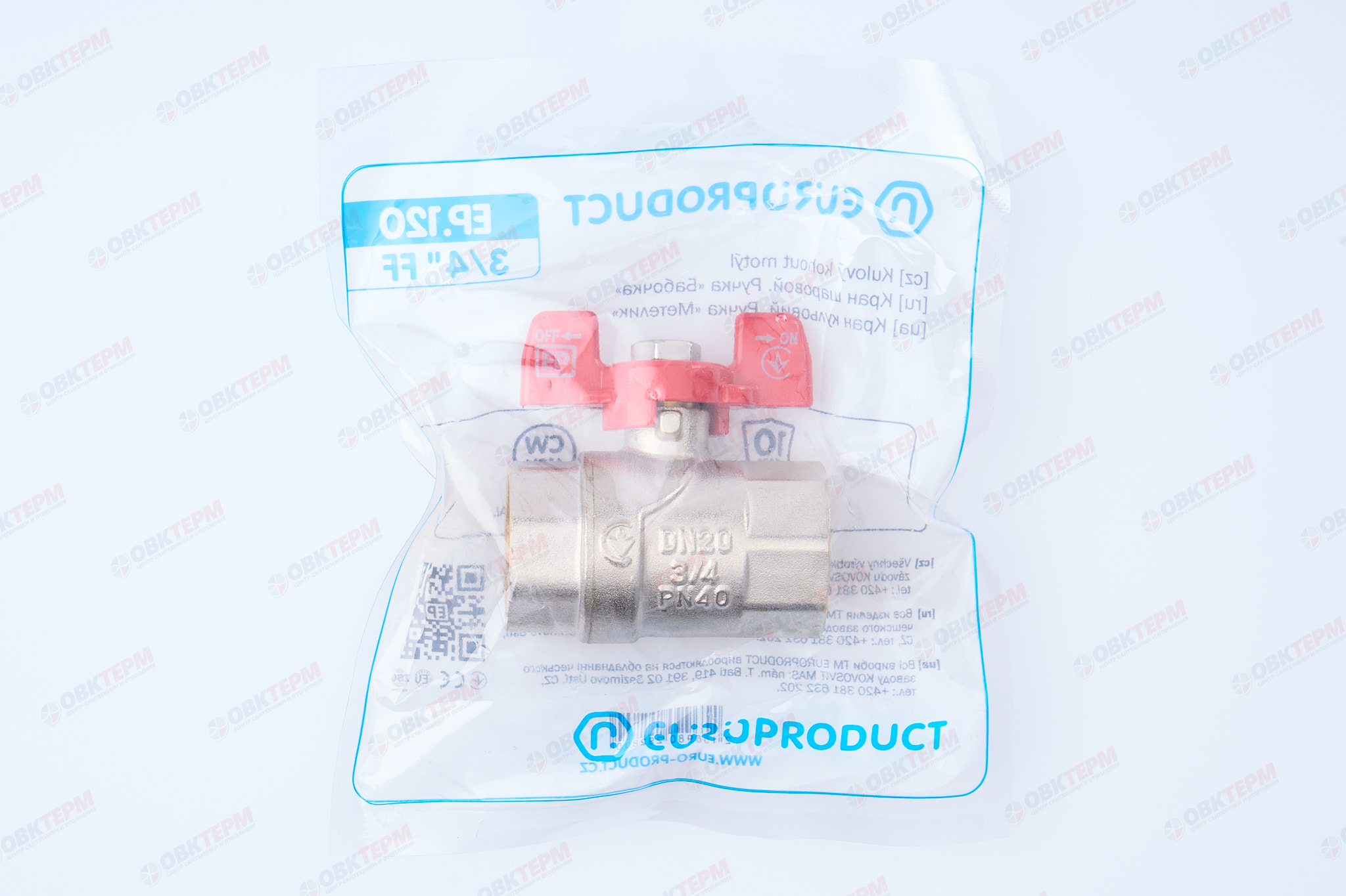 Кран шаровый     EUROPRODUCT      3/4"  ВВ   бабочка    (80 шт) - миниатюра №7