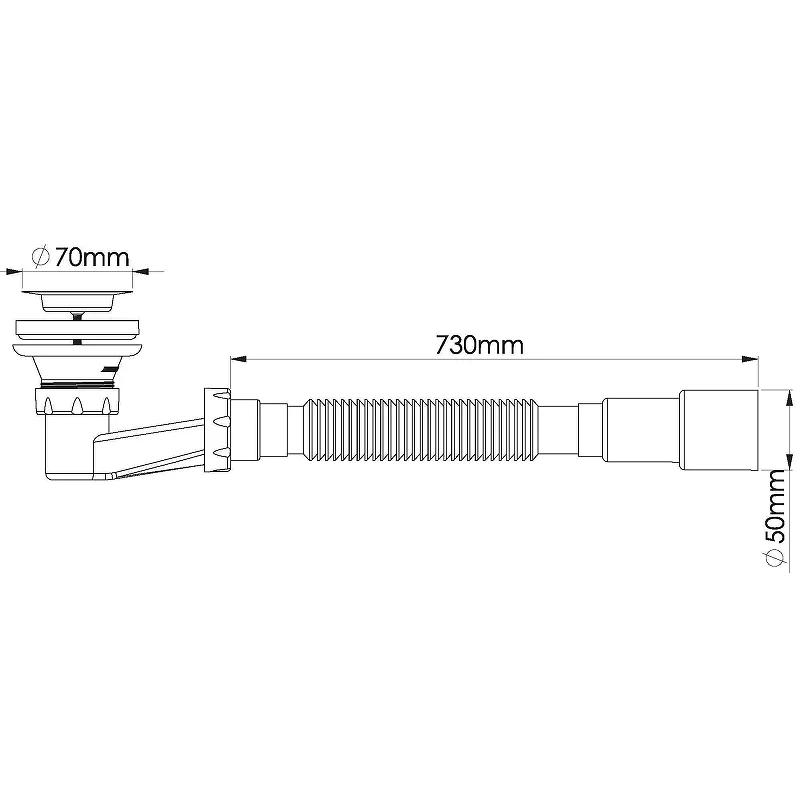 NOVA Cифон для душ поддона 1621 1 1/2 h=90мм и гибкой трубой  (1шт/50упак) - Изображение №2