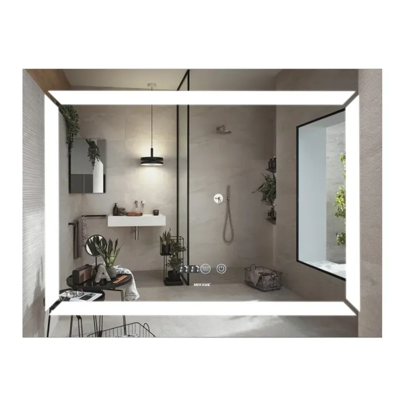 MIXXUS LIGHT MR01-80x60 Зеркало с LED Touch, Anti-fog, димером, регулятором яркости, часами - Изображение №2