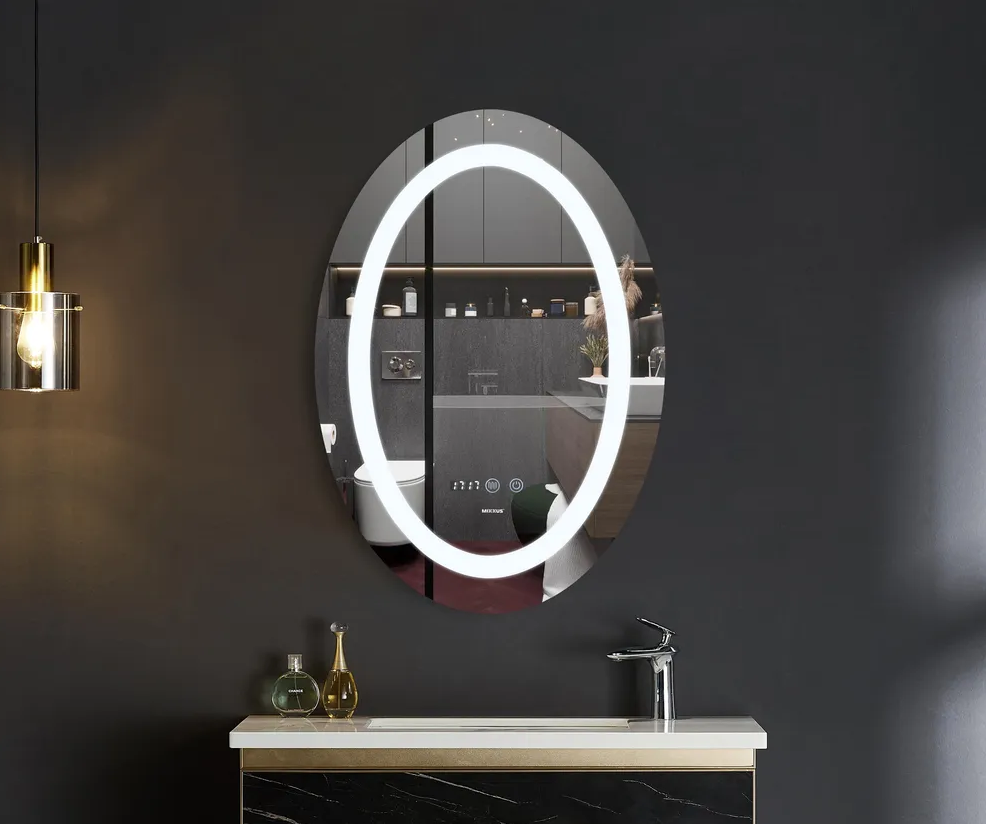 MIXXUS PLAIN MV02-50x70 Зеркало с LED Touch, Anti-fog, димером, регулятором яркости, часами - изображение №1