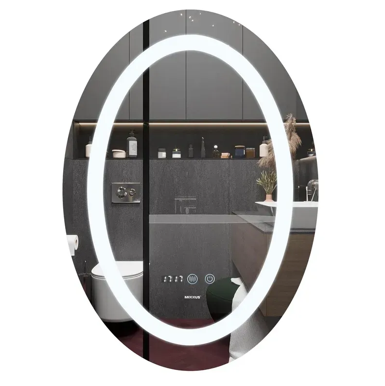 MIXXUS PLAIN MV02-50x70 Зеркало с LED Touch, Anti-fog, димером, регулятором яркости, часами - миниатюра №4