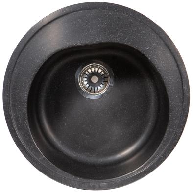 Мойка круглая SIMGRAN S-3 ЧЕРНЫЙ ГЛЯНЕЦ 490мм - Изображение №1