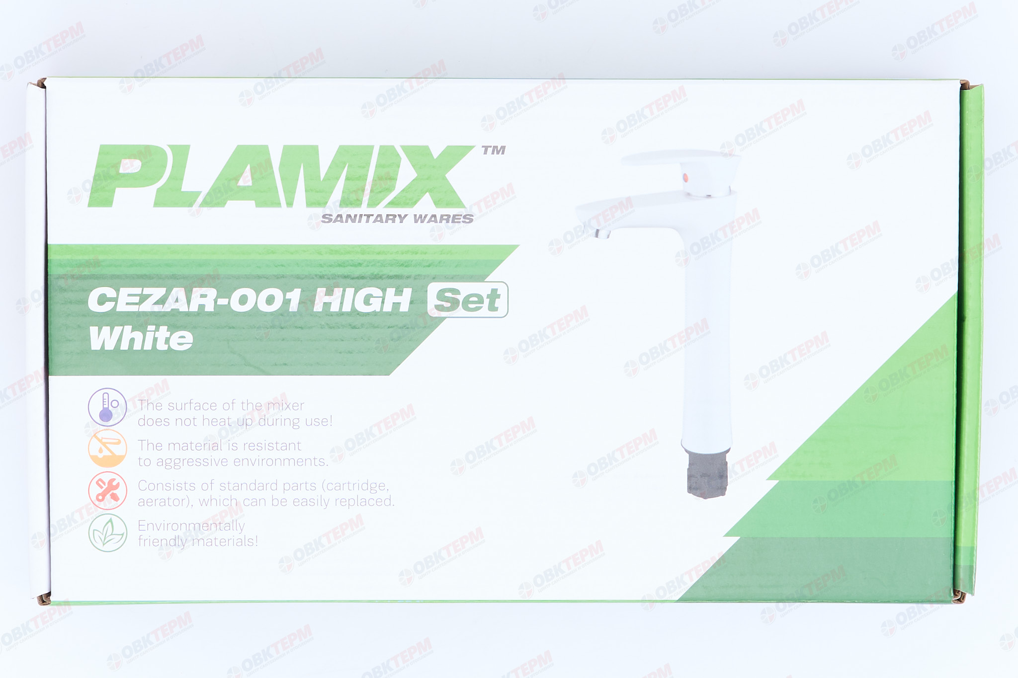 Смеситель для умывальника PLAMIX CEZAR-001 HIGH SET White (с подводкой) (10 шт/ящ) - миниатюра №9