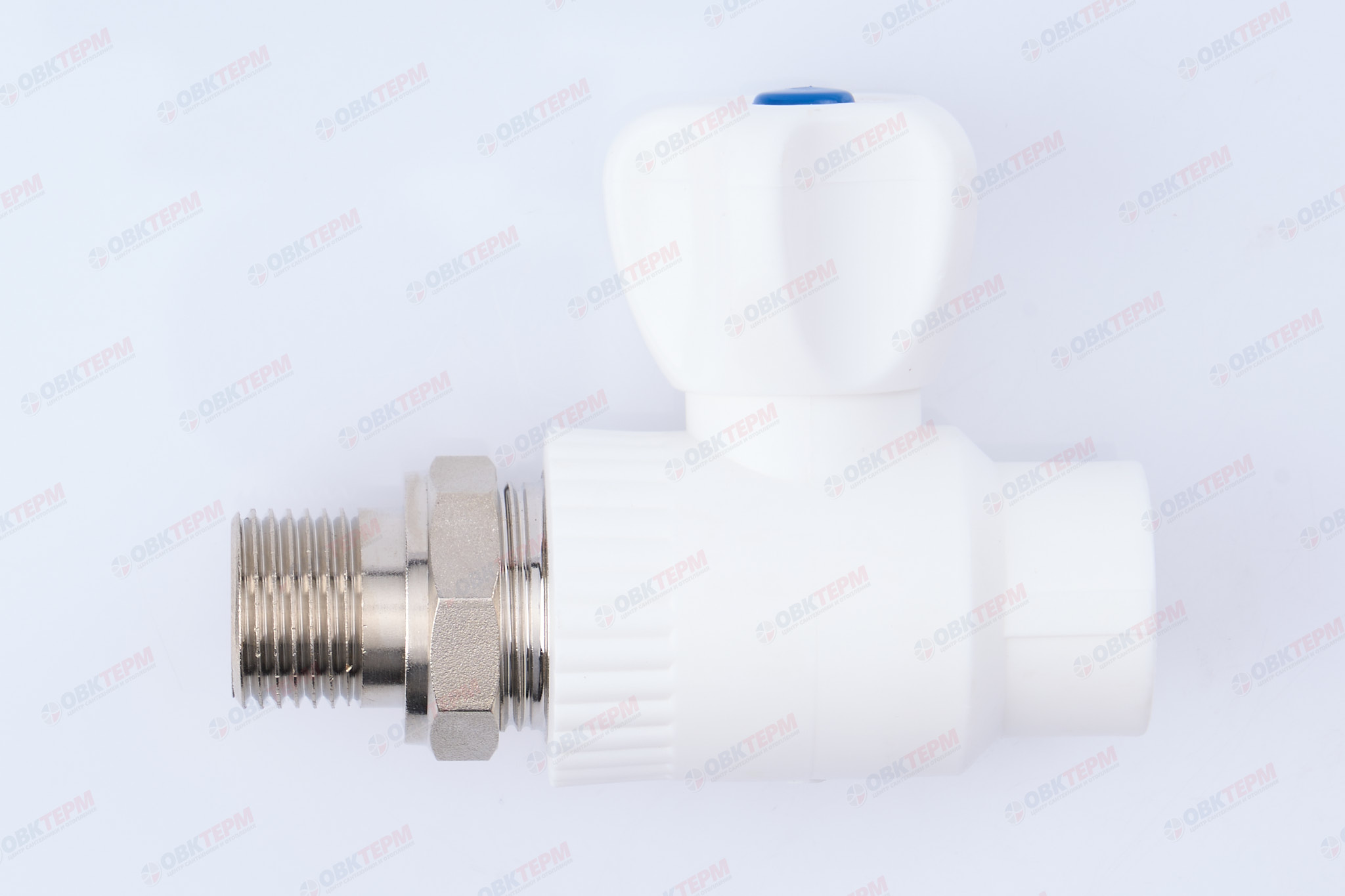 Кран шаровый  радиаторный прямой 20х1/2" НР (стальной  шар) (белый) (50/1) (TIM) - Изображение №3
