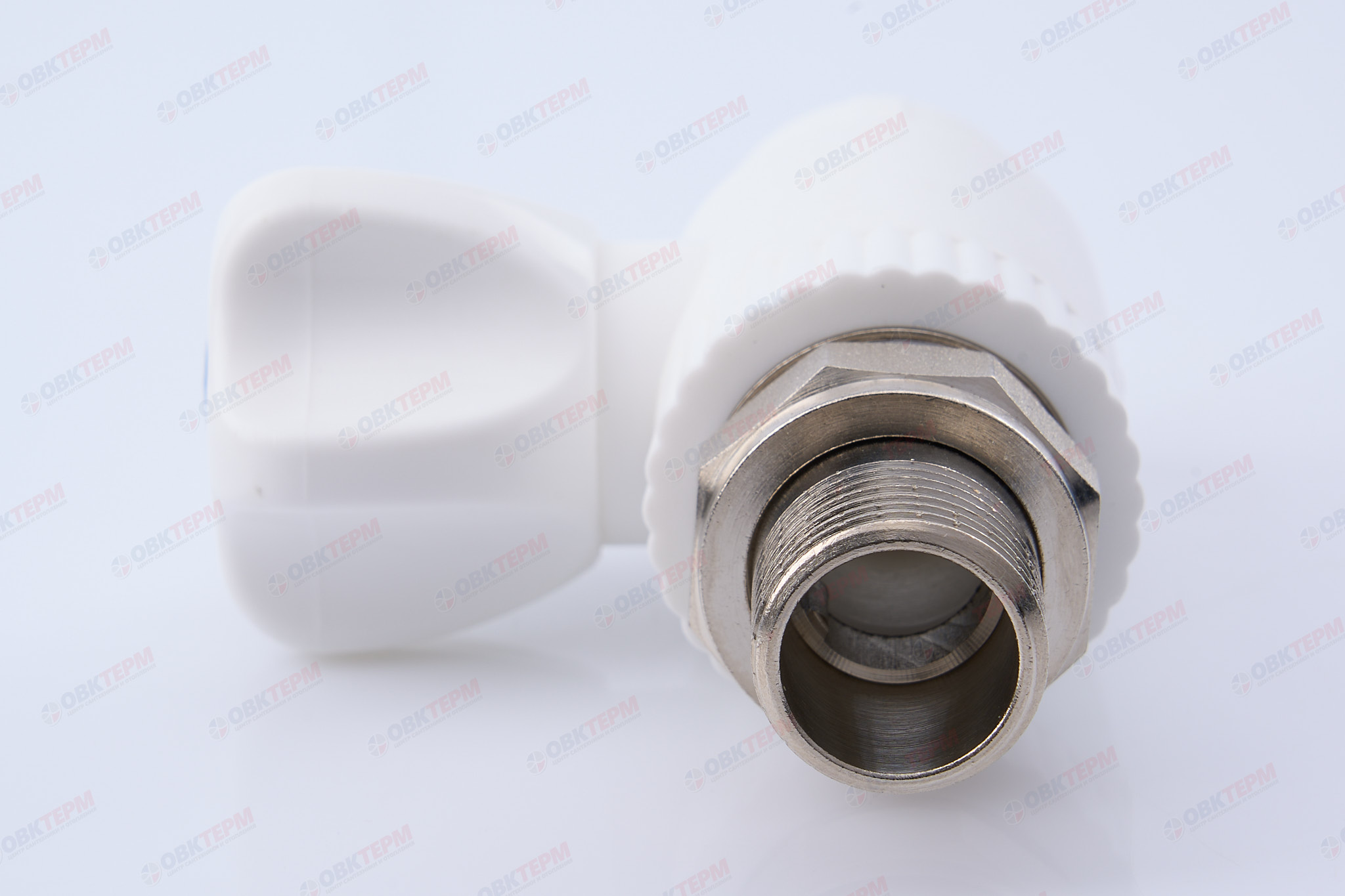 Кран шаровый  радиаторный прямой 20х1/2" НР (стальной  шар) (белый) (50/1) (TIM) - Изображение №4