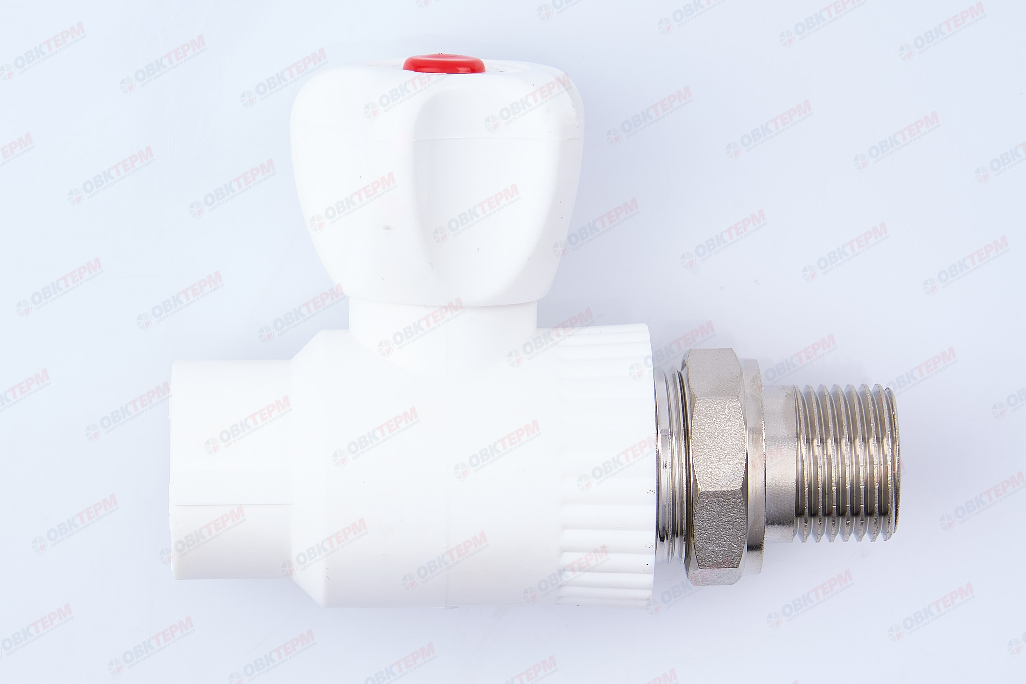 Кран шаровый  радиаторный прямой 20х1/2" НР (стальной  шар) (белый) (50/1) (TIM) - миниатюра №9