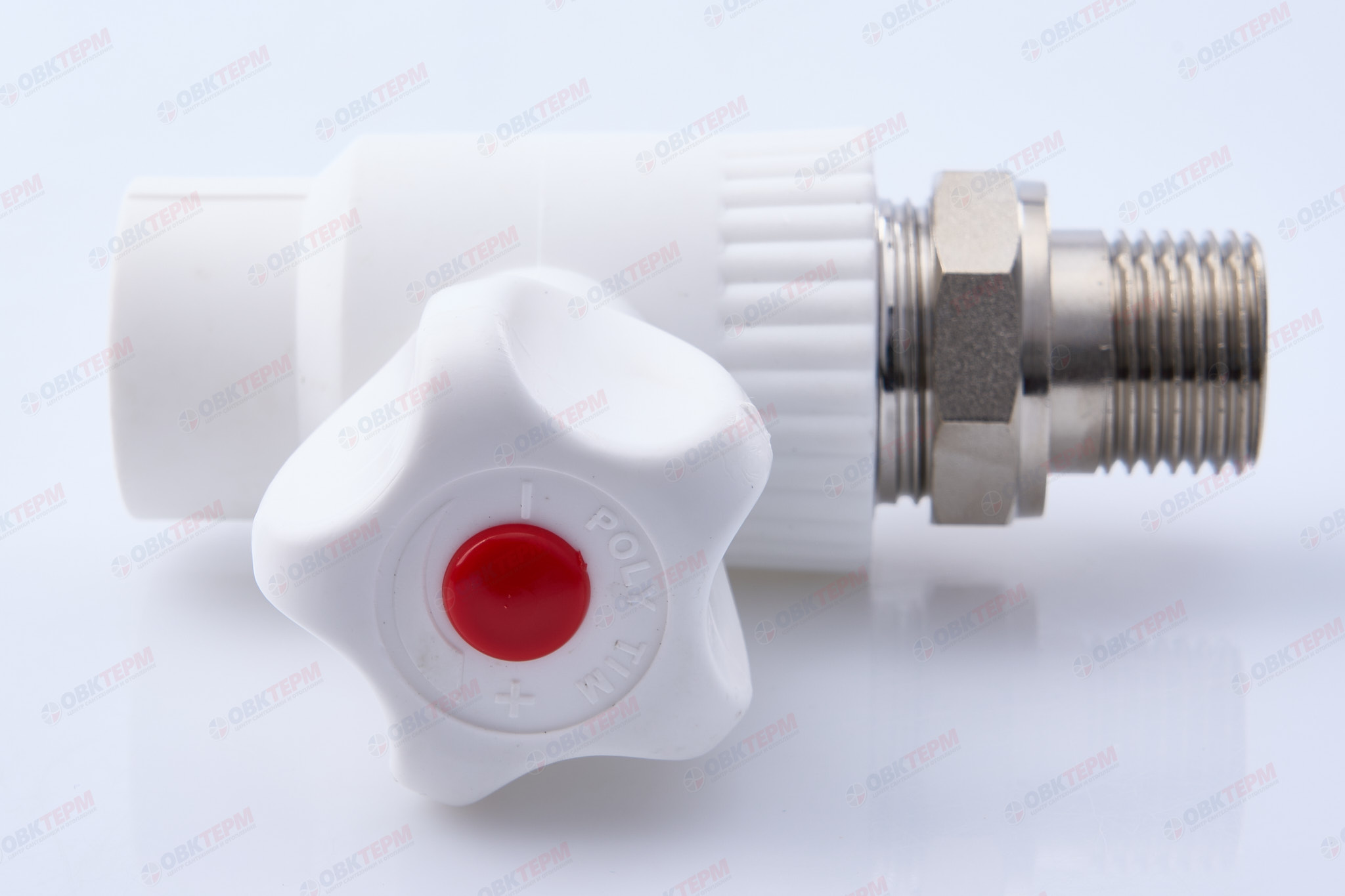 Кран шаровый  радиаторный прямой 20х1/2" НР (стальной  шар) (белый) (50/1) (TIM) - миниатюра №11