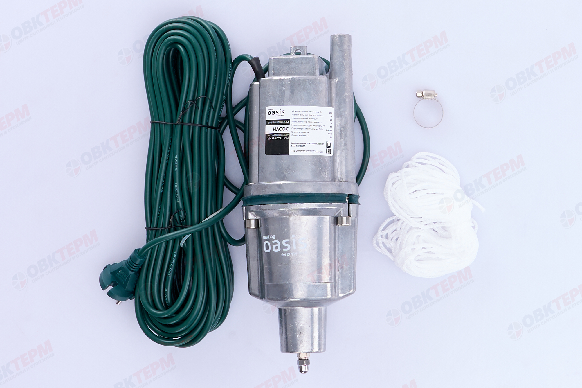 Насос вибрационный Oasis  250/16  (250Вт/25л.м/60м), кабель 16 м, НИЖНИЙ забор) - Изображение №3