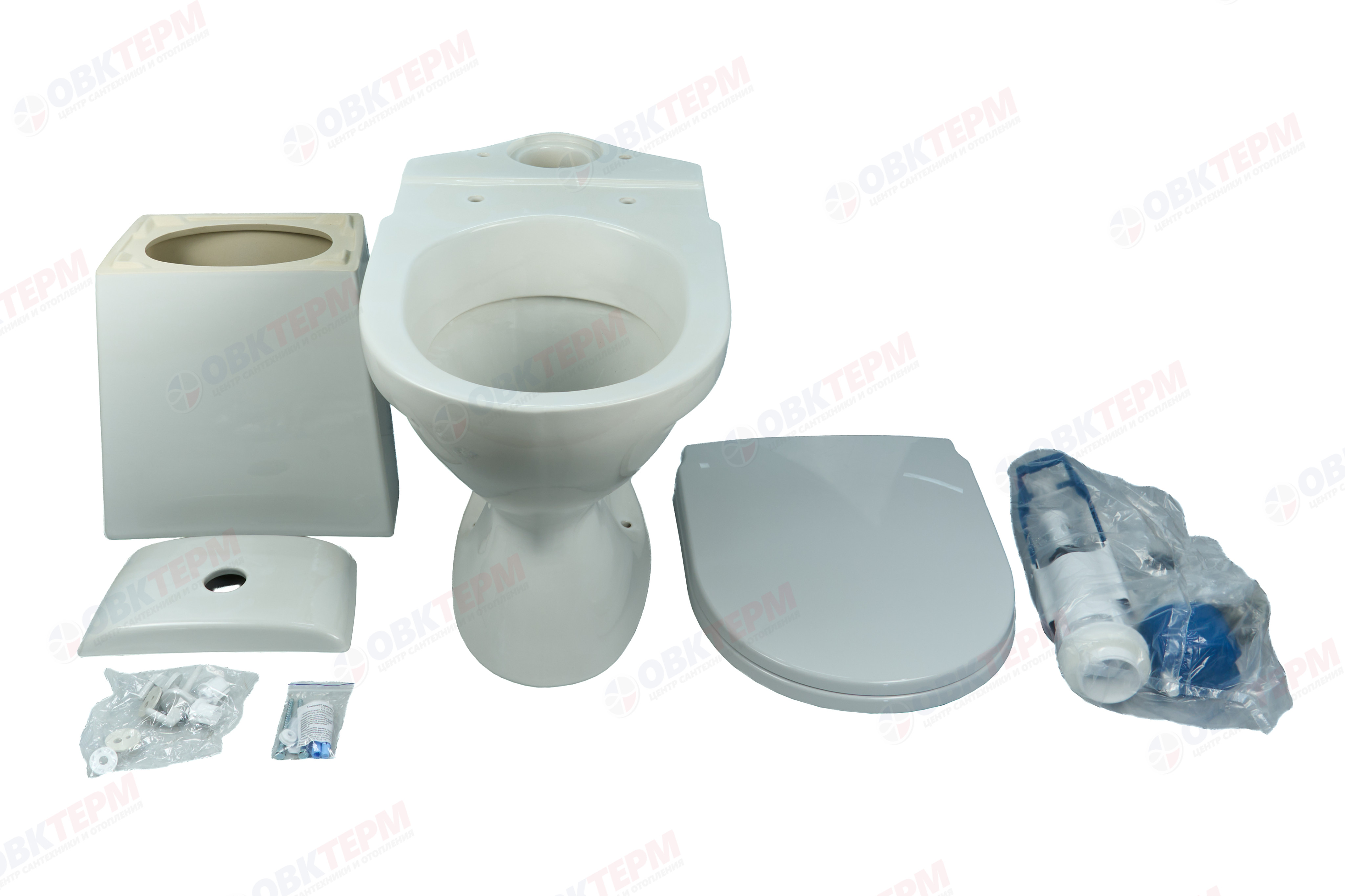 Унитаз-компакт GESSO W102 Бюджетный (косой выпуск, 1 режим, сиденьем ПП и болтами крепления) - миниатюра №8