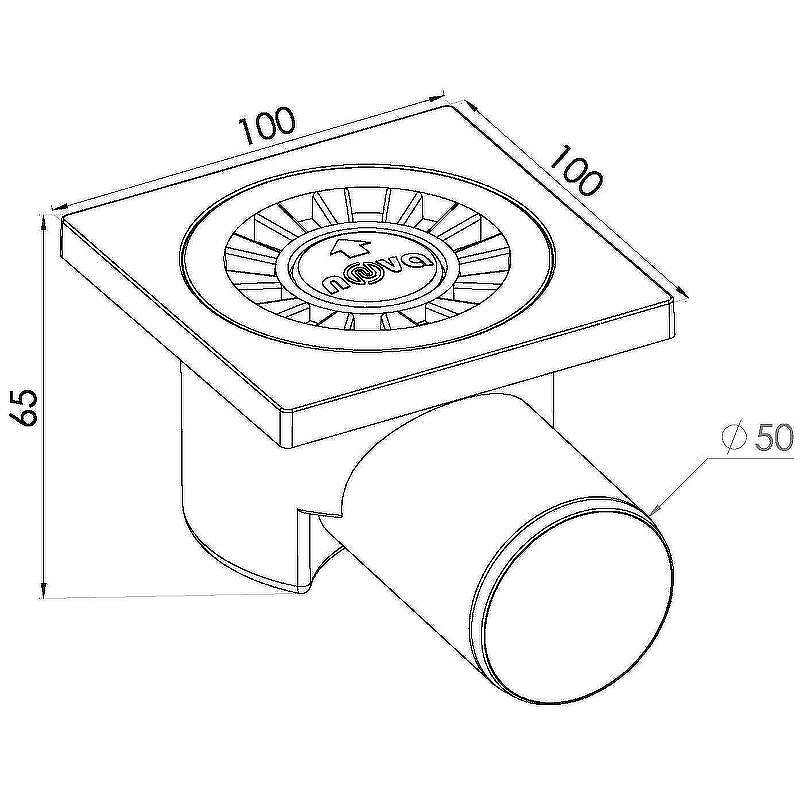Трап 50 горизонтальный 100*100  NOVA  пластик (5050),гидрозатвор (1шт/70упак) - Изображение №2