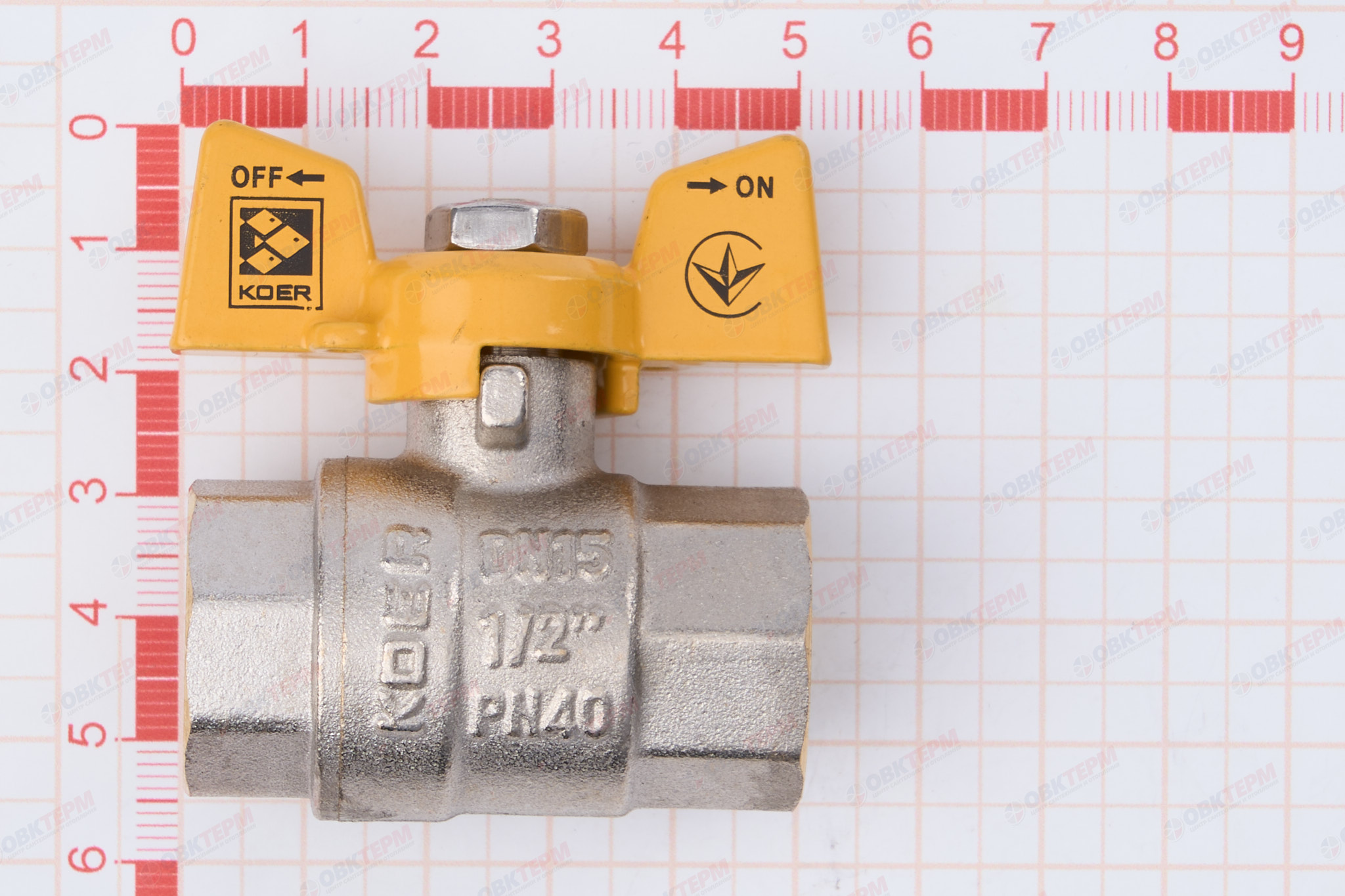 Кран шаровый    KOER/NOLF  ГАЗ     1/2" ВВ   бабочка   усиленный  (96/24 шт) - миниатюра №6