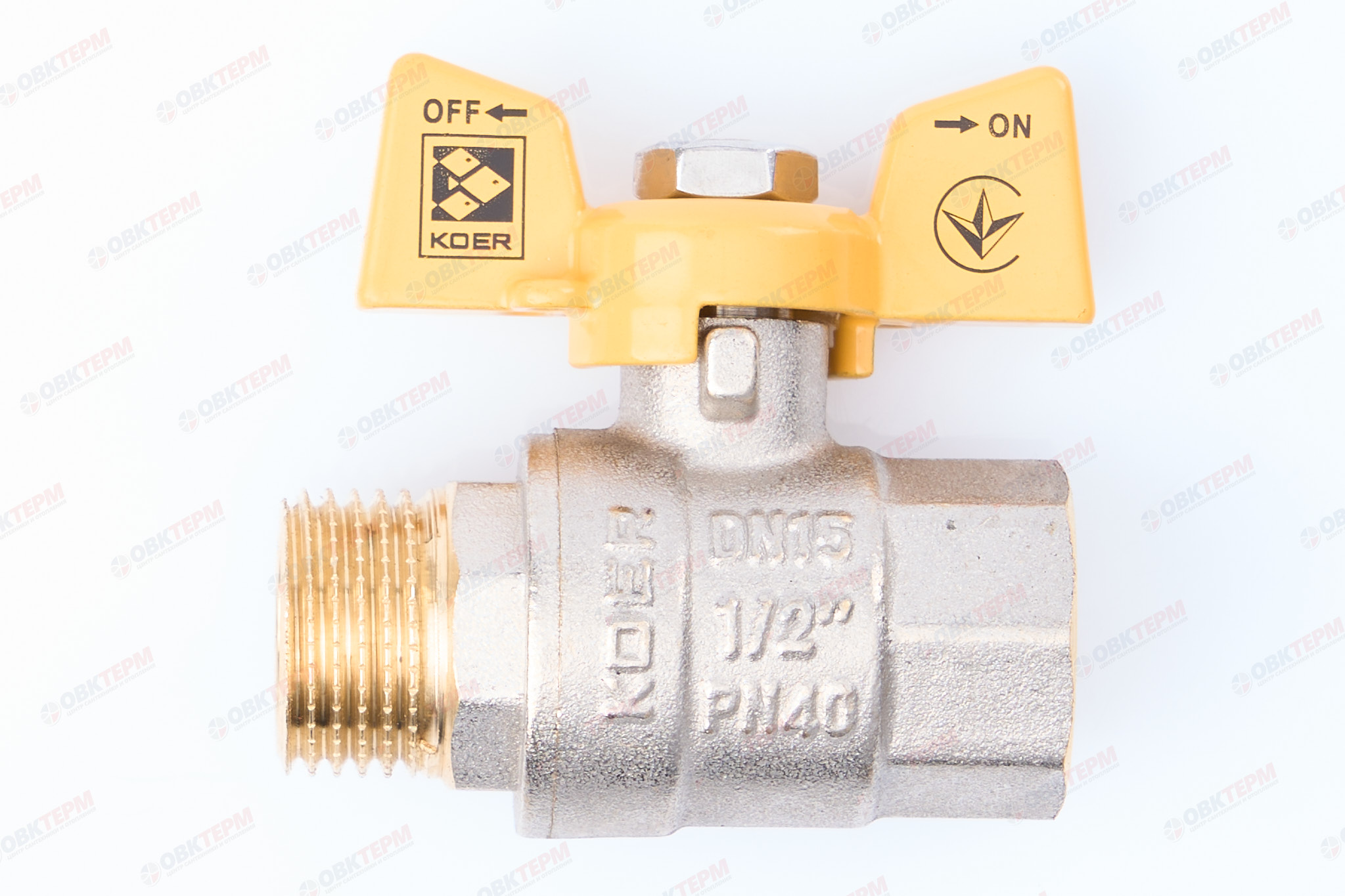 Кран шаровый    KOER/NOLF  ГАЗ     1/2" ВН   бабочка   усиленный  (96/24 шт) - Изображение №1