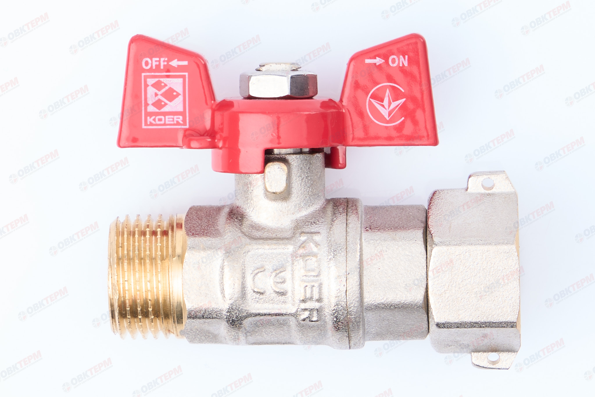 Кран шаровый    ВОДА KOER     1/2" ВН   бабочка  с НВ СНГ  (80/20 шт) - Изображение №1