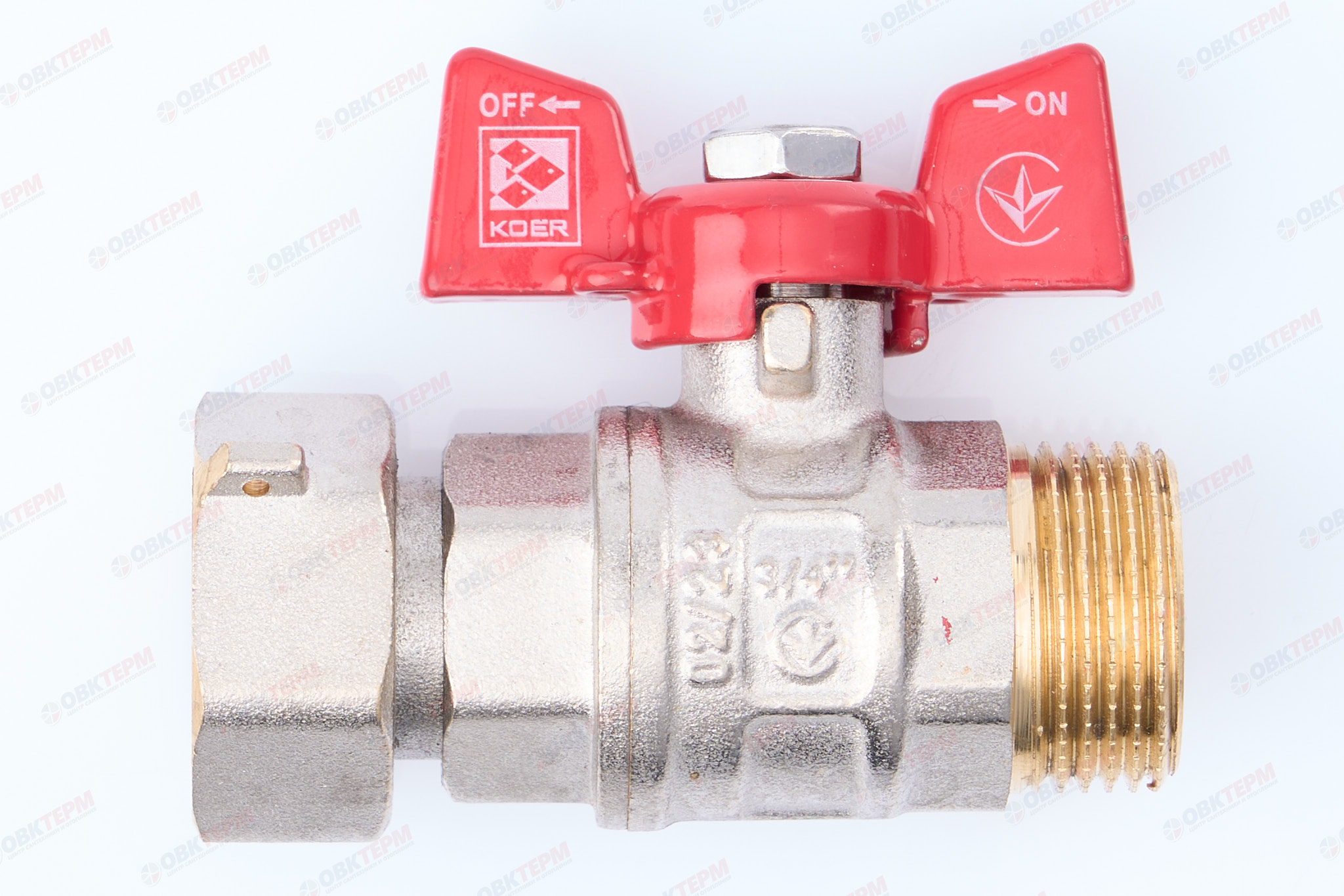 Кран шаровый   ВОДА  KOER     3/4" ВН   бабочка  с НВ СНГ  (40/10) - Изображение №2