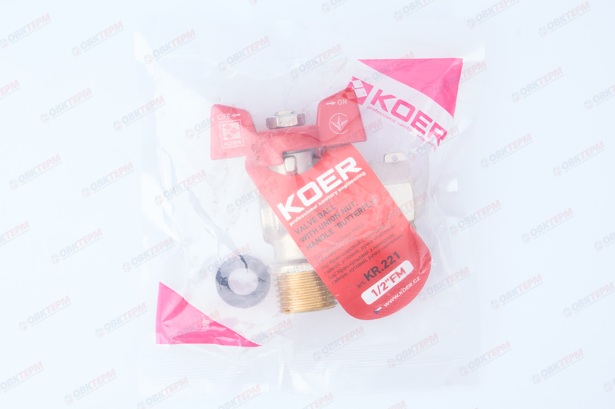 Кран шаровый  ВОДА  KOER     1/2" ВН   бабочка  с НВ СНГ  УГЛОВОЙ   (56 /14) - миниатюра №8