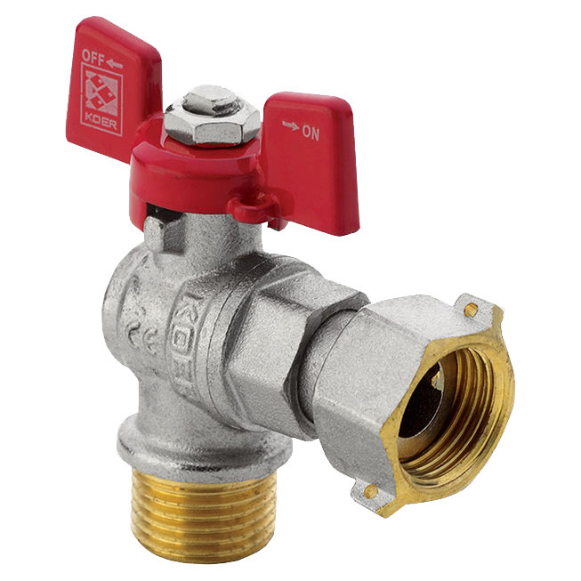 Кран шаровый ВОДА   KOER     3/4" ВН   бабочка  с НВ СНГ  УГЛОВОЙ   (32/8) - Изображение №1