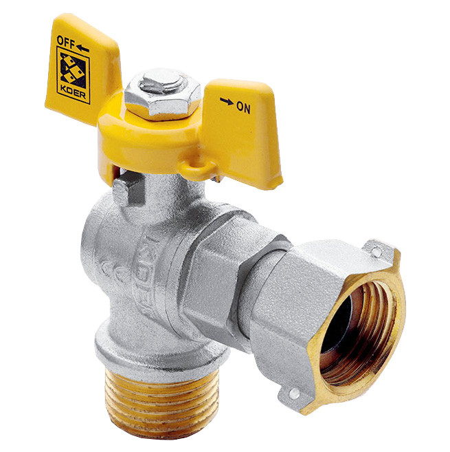 Кран шаровый ГАЗ   KOER     1/2" ВН   бабочка  с НВ СНГ  УГЛОВОЙ   (56/14) - Изображение №1