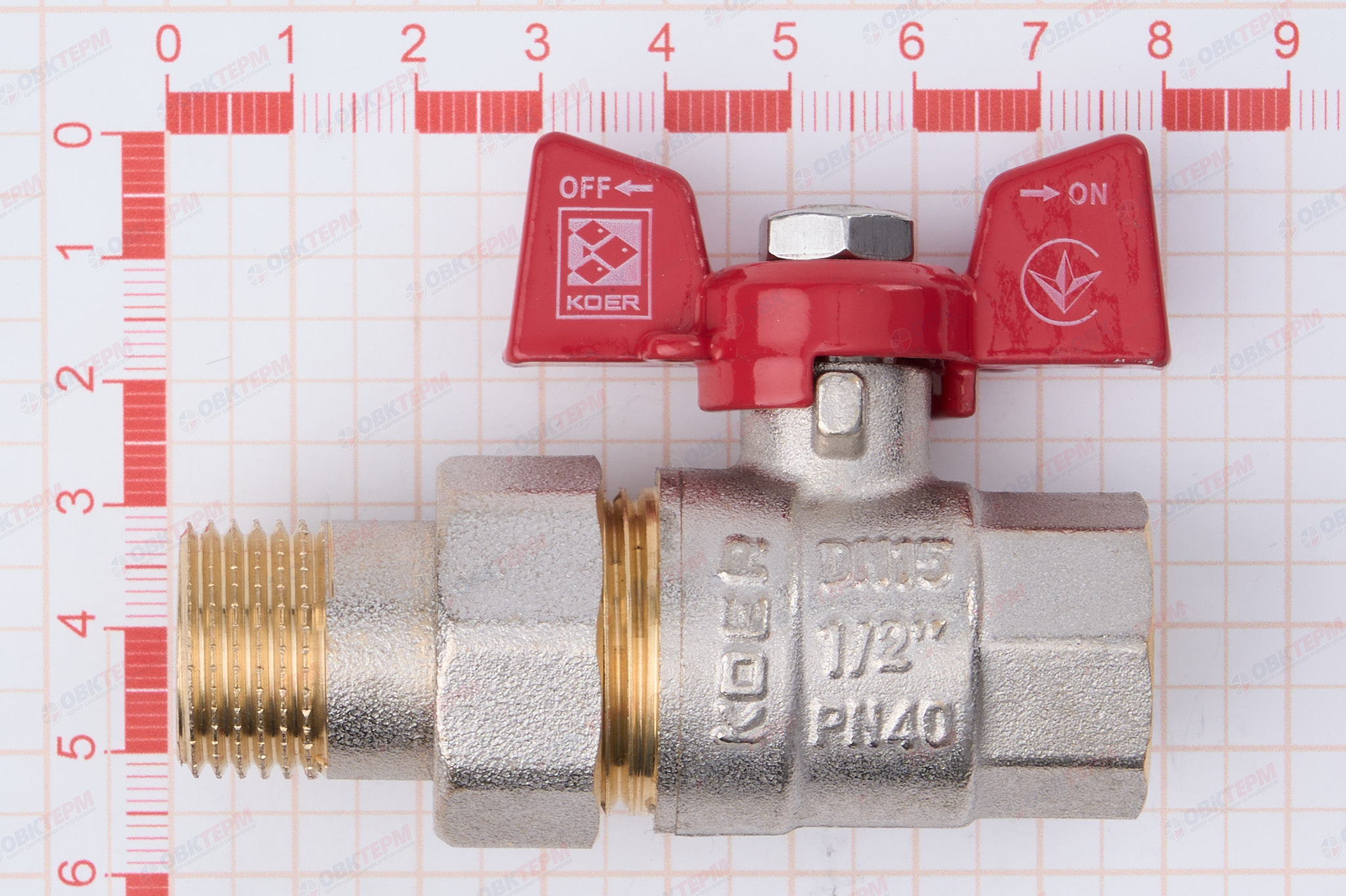 Кран шаровый с американкой   KOER/NOLF     1/2"   бабочка   усиленный  (80/20 шт) - миниатюра №6