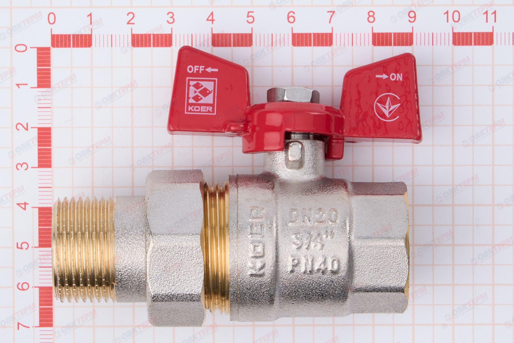 Кран шаровый с американкой   KOER/NOLF     3/4"   бабочка   усиленный  (40/10 шт) - миниатюра №7
