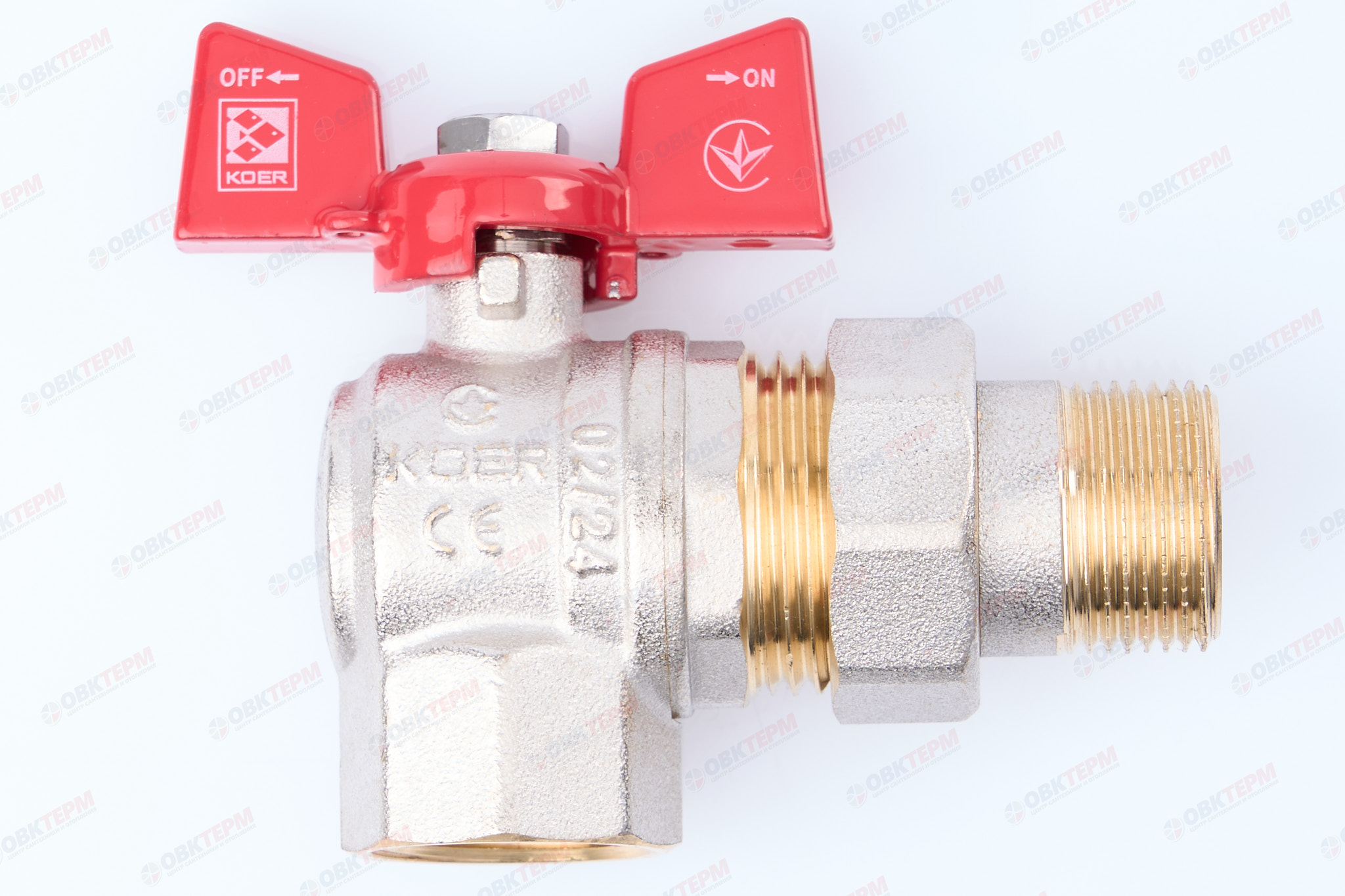 Кран шаровый с американкой УГЛОВОЙ   KOER/NOLF     3/4"   бабочка   усиленный  (32/8) - миниатюра №2