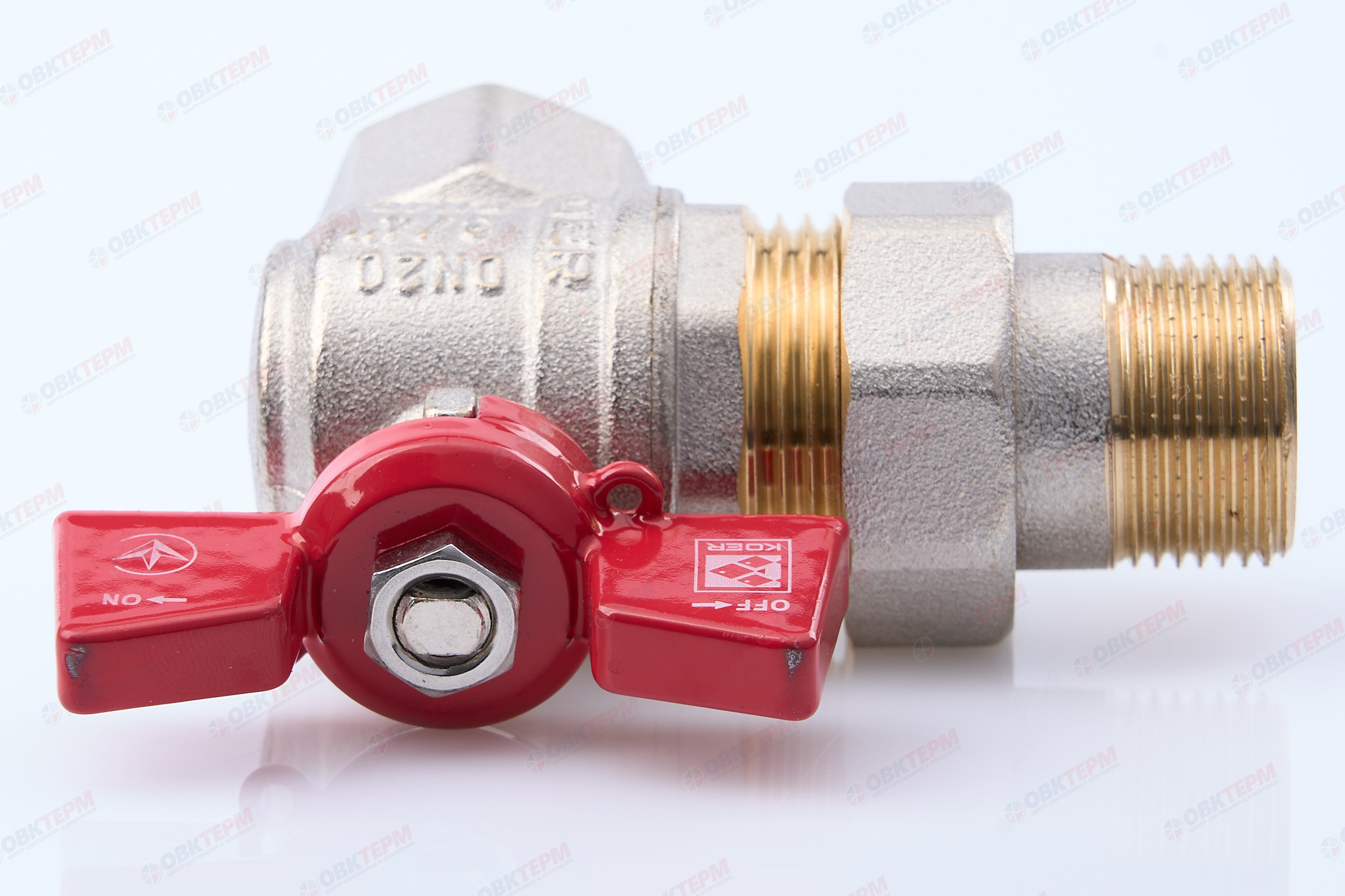 Кран шаровый с американкой УГЛОВОЙ   KOER/NOLF     3/4"   бабочка   усиленный  (32/8) - миниатюра №5