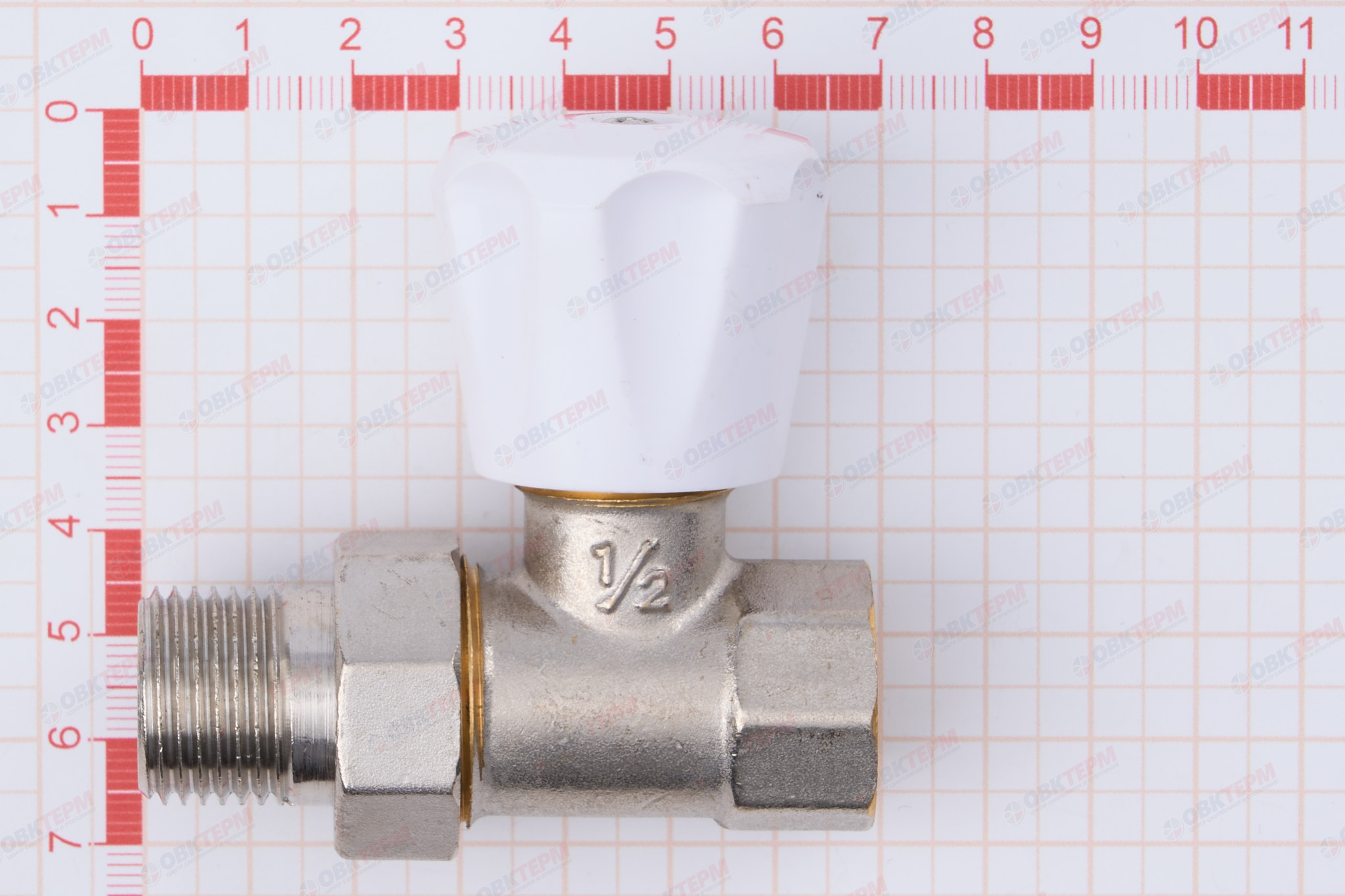 Кран рад.      Valtec Клапан ручной  для радиатора прямой 1/2"  (компактный)       (135/9) - миниатюра №7