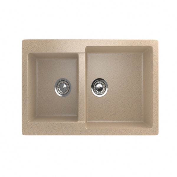 Мойка прямоугольная двойная 770х210х500мм Hiekka Beige GRANMILL 41 беж - изображение №1