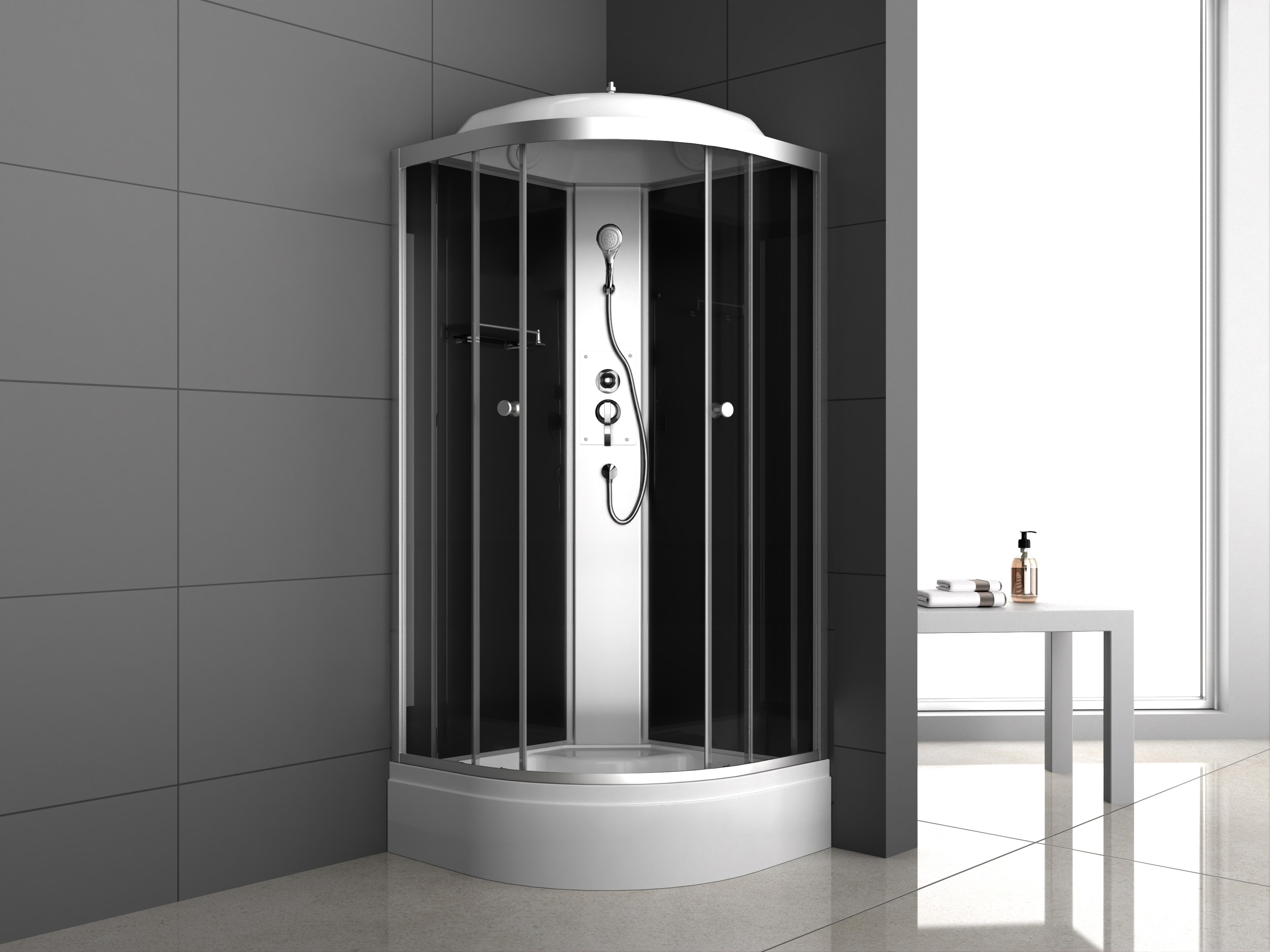 Душевая кабина ODA-8401 P 80*80*215 (тонированное стекло 4мм,средний поддон) - Изображение №1