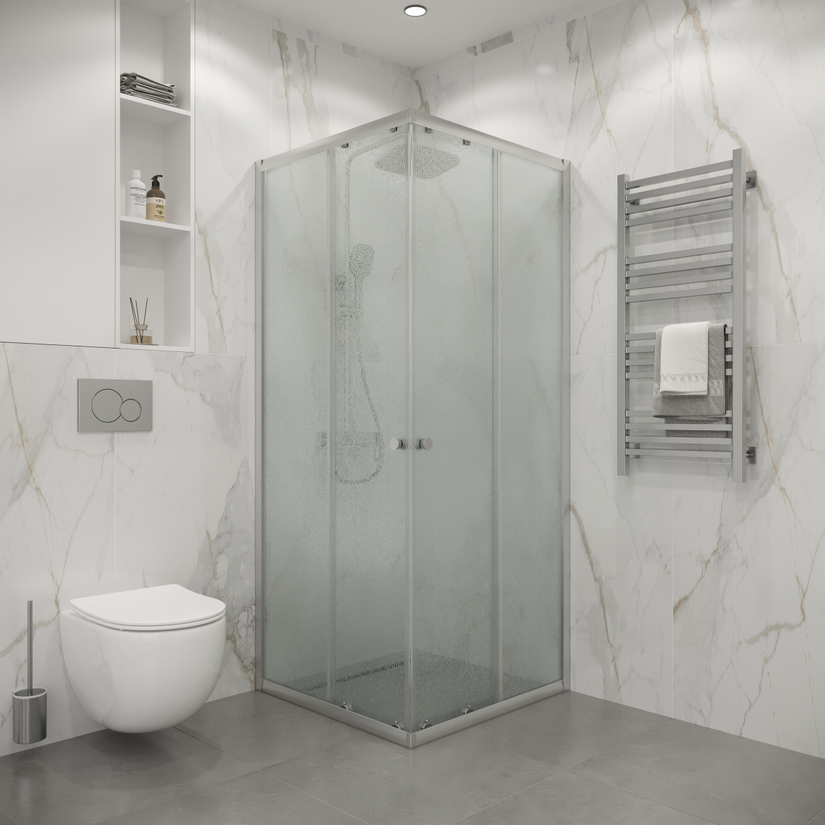 Душ. ограждение NIAGARA NG-1009-14QMT (900х900х1900) стекло матовое (БЕЗ ПОДДОНА) - Изображение №1