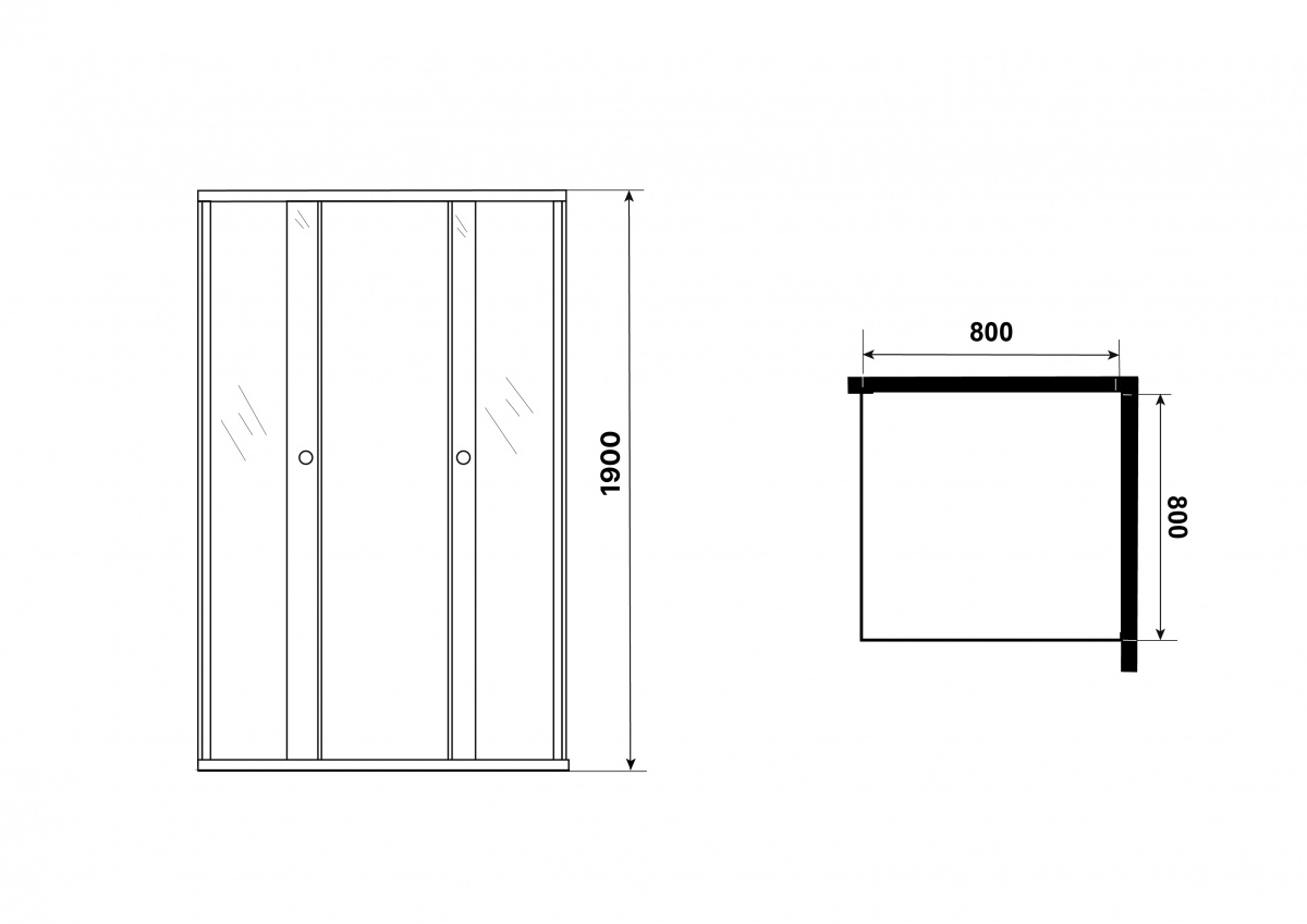 Душ. ограждение NIAGARA NG-1009-14QMT (900х900х1900) стекло матовое (БЕЗ ПОДДОНА) - Изображение №5