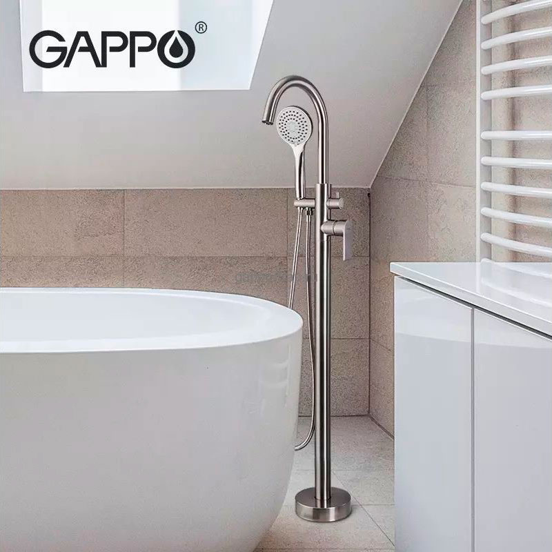 Смеситель д/ванны НАПОЛЬНЫЙ нерж/сталь GAPPO - G3099   (катридж 35мм) - миниатюра №3