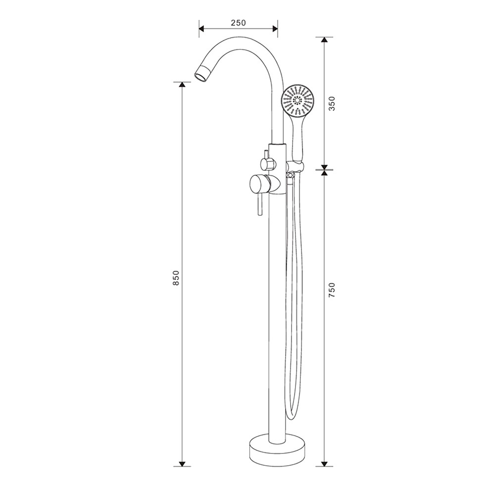 Смеситель д/ванны НАПОЛЬНЫЙ нерж/сталь GAPPO - G3099   (катридж 35мм) - миниатюра №2