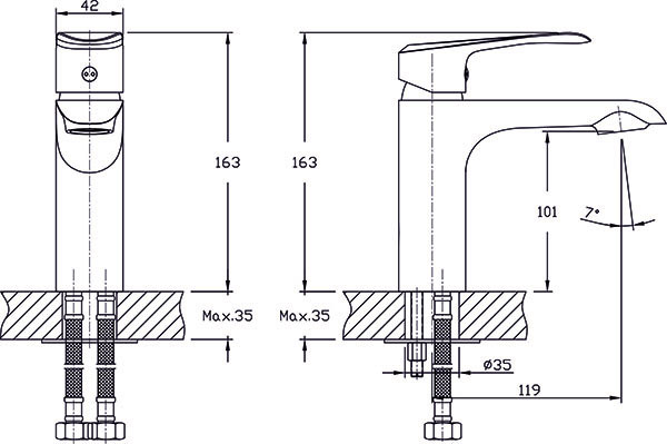 Смеситель д/умывальника MIXXUS COLORADO 001 Ø35 ГАЙКА (10 шт/ящ) - миниатюра №3