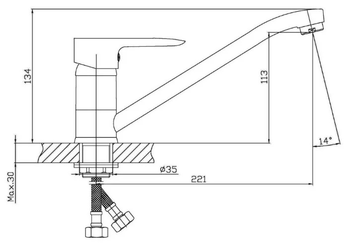 Смеситель д/кухни MIXXUS COLORADO 555 Ø35 ГАЙКА (10 шт/ящ) - миниатюра №2
