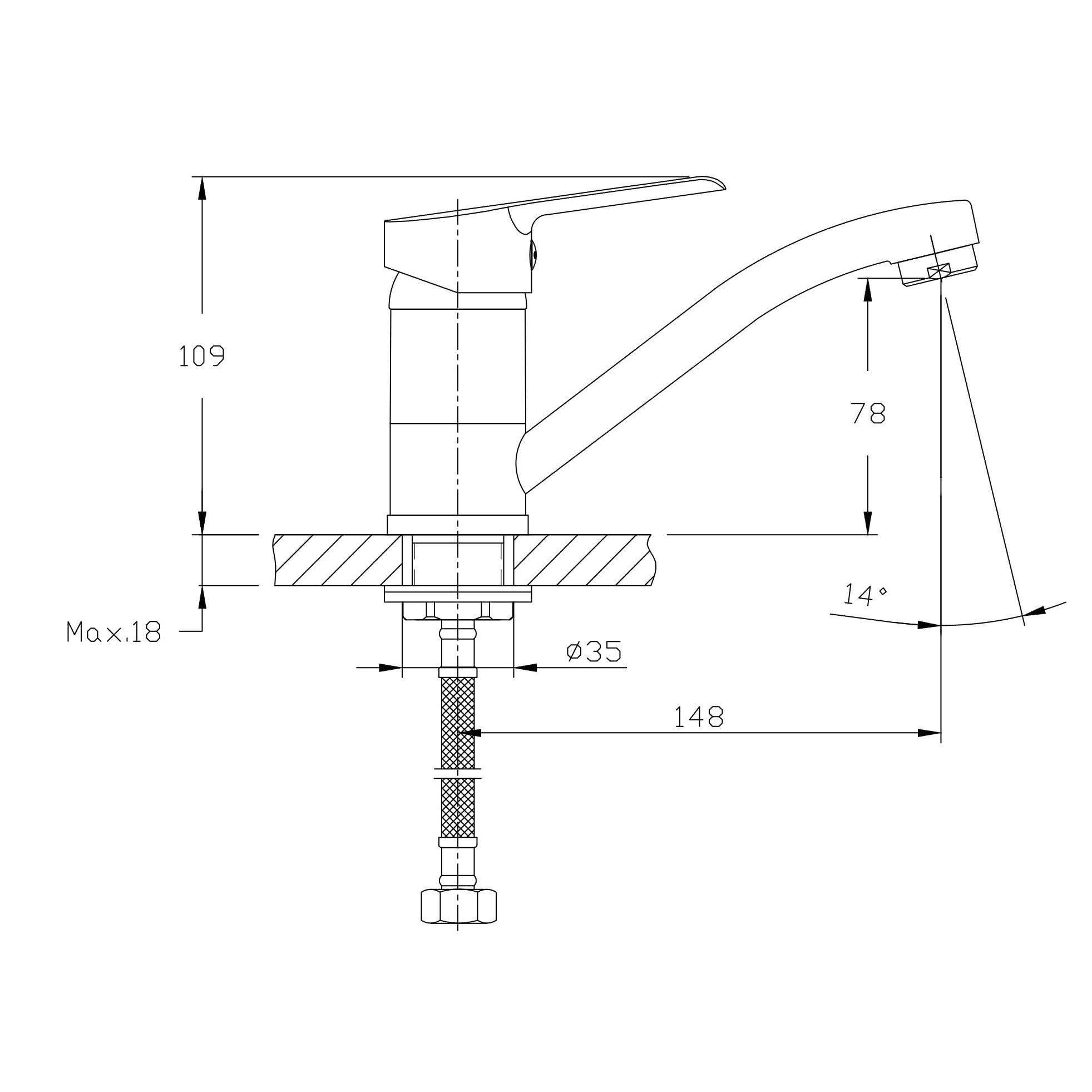 Смеситель д/кухни MIXXUS COLORADO 555-15CM Ø35 ГАЙКА (10 шт/ящ) - миниатюра №2