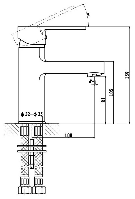 Смеситель д/умывальника MIXXUS GAVI  001 Ø40 ГАЙКА  (10 шт/ящ) - Изображение №2