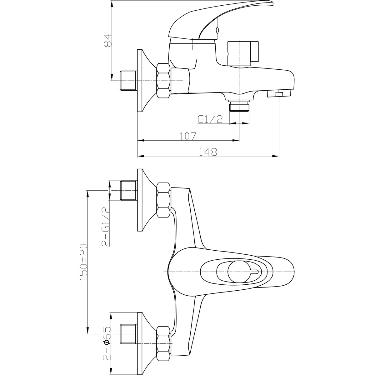 Смеситель д/ванны корот. MIXXUS HANSBERG 009 EURO Ø40  (10 шт/ящ) - миниатюра №2