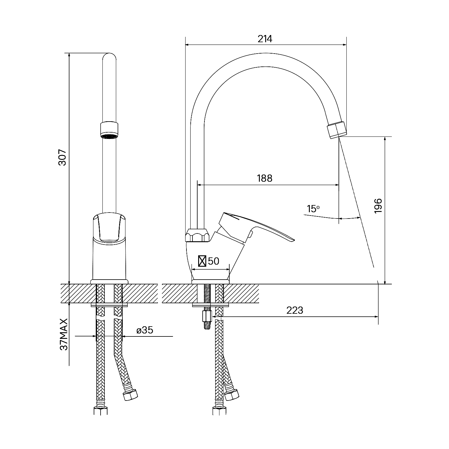 Смеситель д/кухни MIXXUS MARS 777-G  Ø40 ГАЙКА (10 шт/ящ) - миниатюра №2