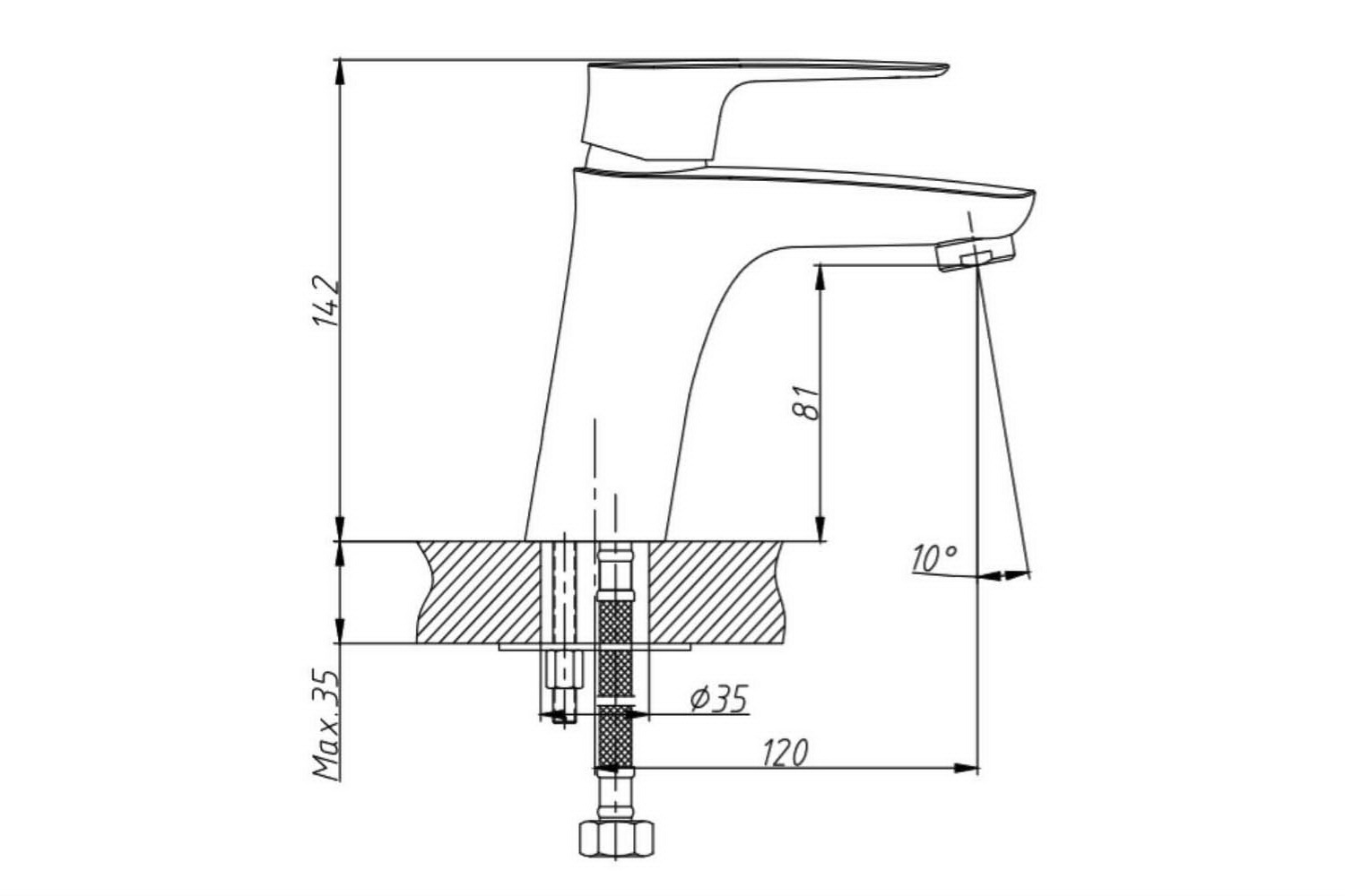 Смеситель д/умывальника MIXXUS SIRIUS 001 Ø40 ГАЙКА (10 шт/ящ) - Изображение №2