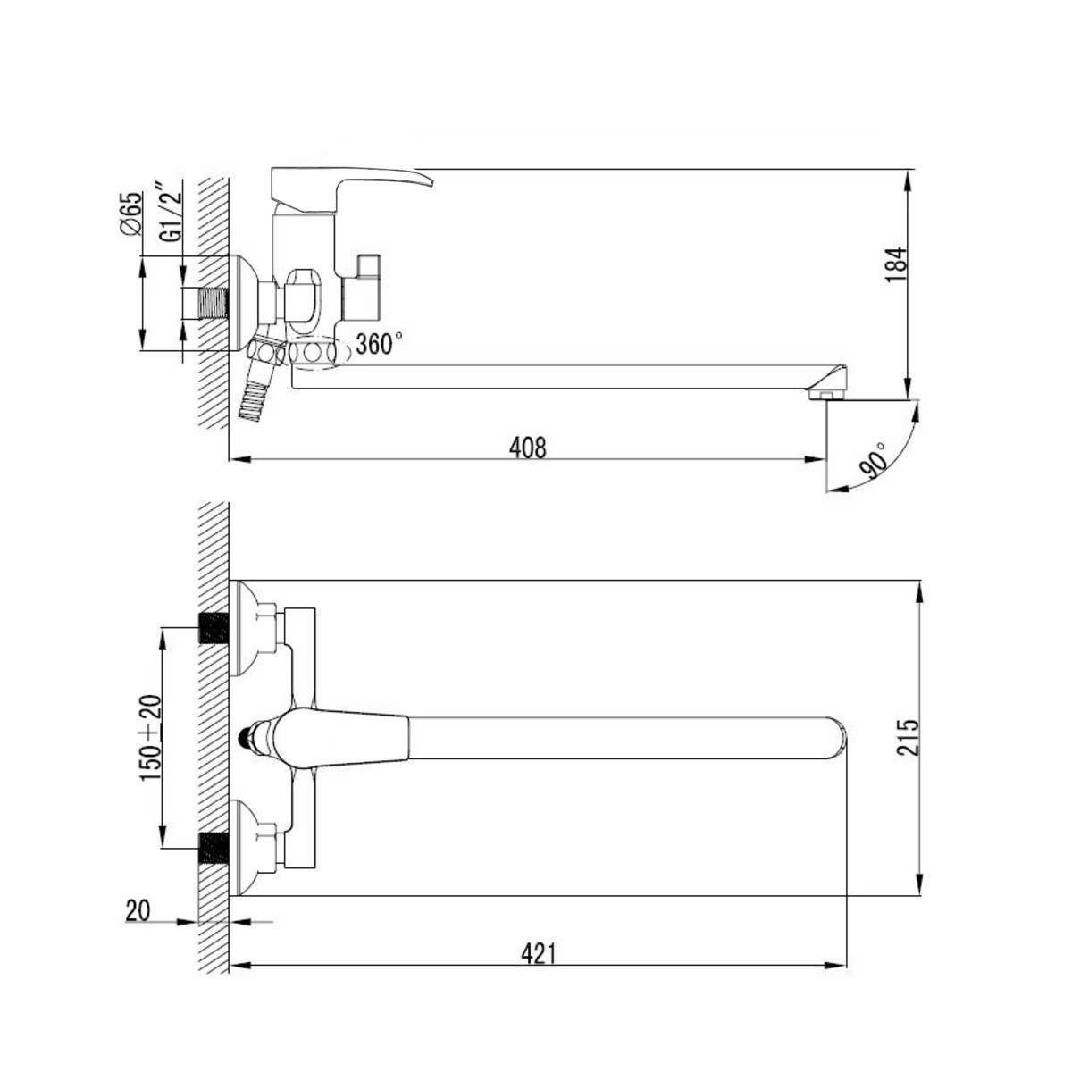 Смеситель д/ванны MIXXUS SONATA 006 EURO Ø40  (10 шт/ящ) *** - миниатюра №2