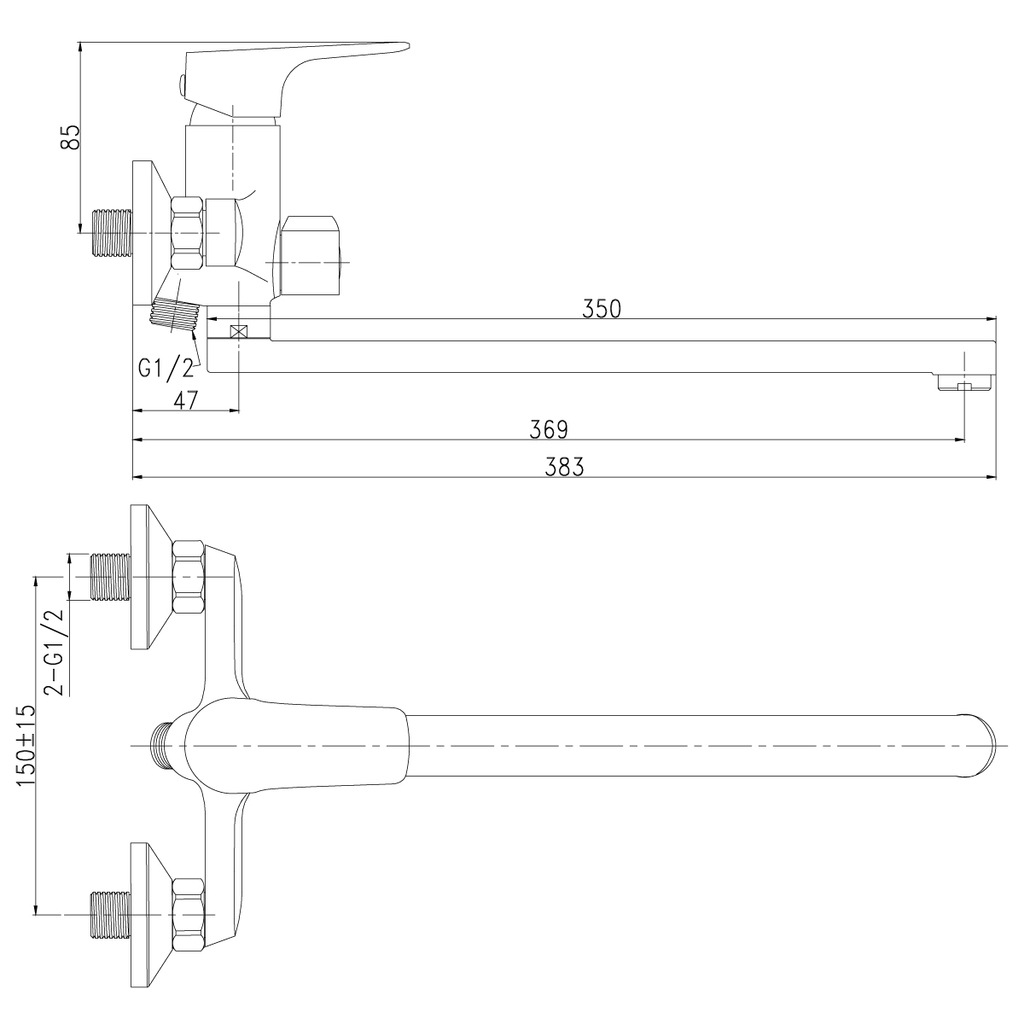 Смеситель д/ванны MIXXUS VEGA 006 EURO Ø35  (10 шт/ящ) - миниатюра №2