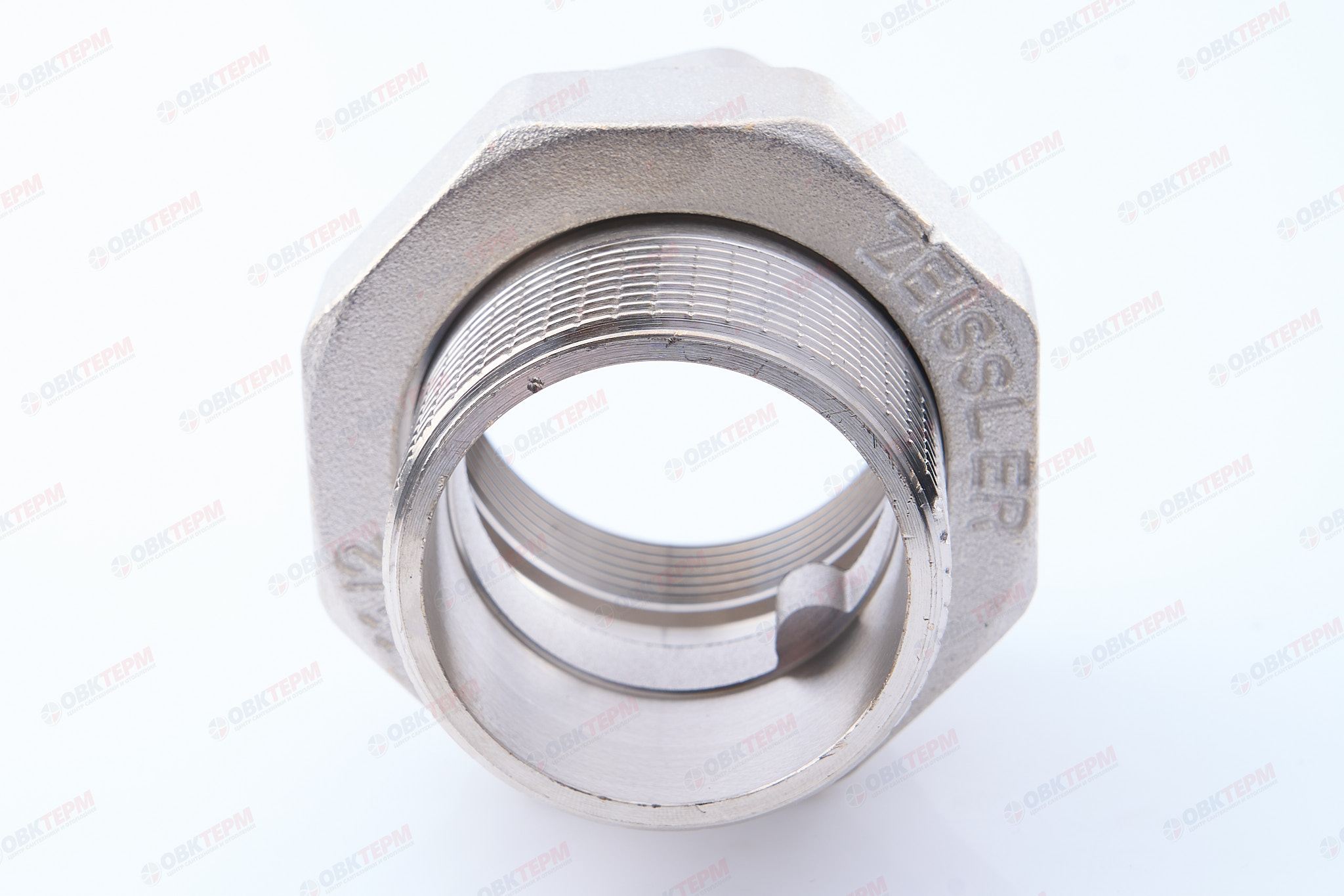 Американка с плоской прокладной      1 1/2" прямая  ZEISSLER   НИКЕЛЬ  (18/2) - Изображение №4